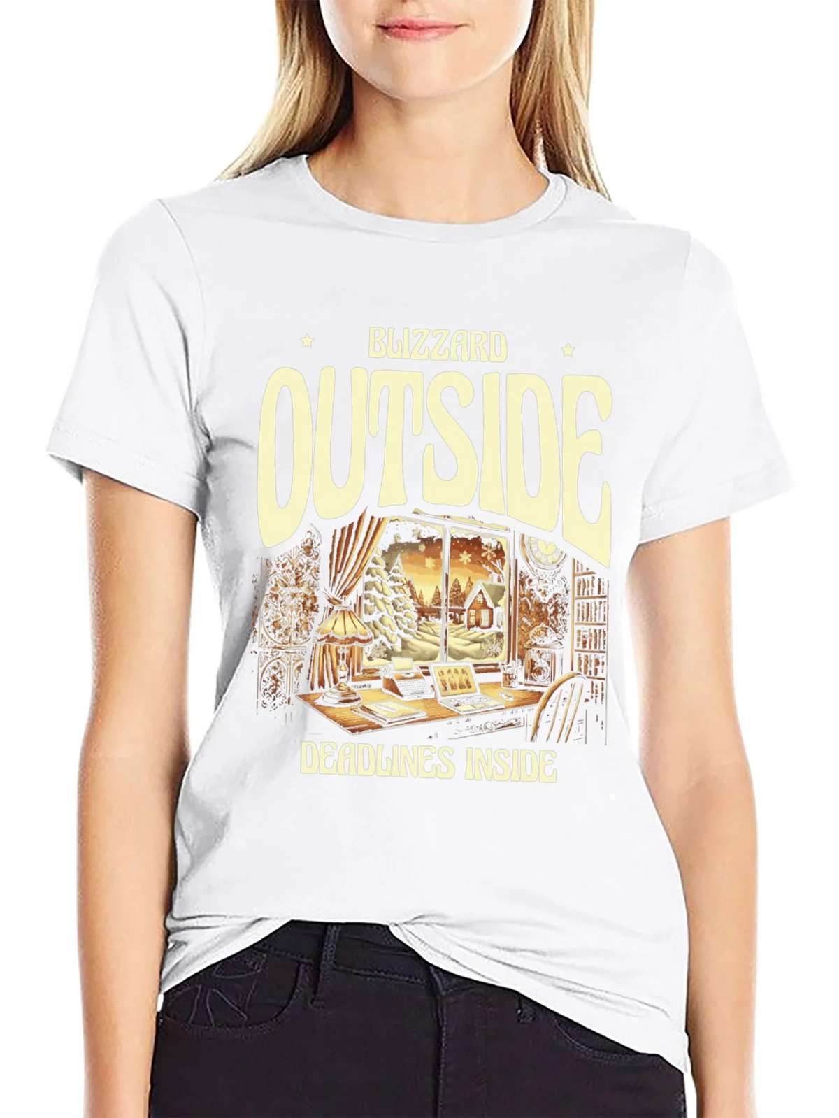 Blizzard Outside Deadlines Inside Graphic Tee product image 8