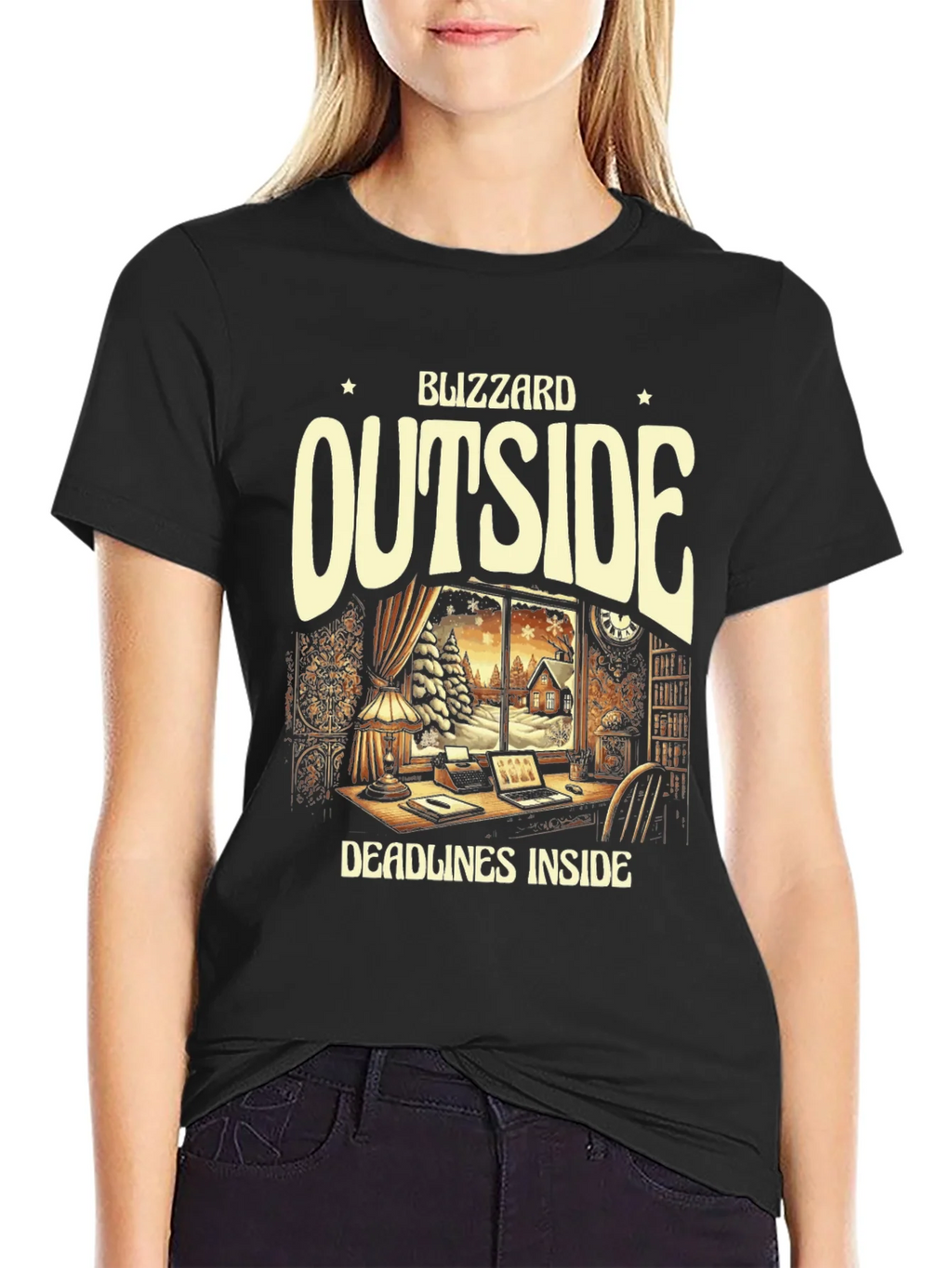 Blizzard Outside Deadlines Inside Graphic Tee product image 2