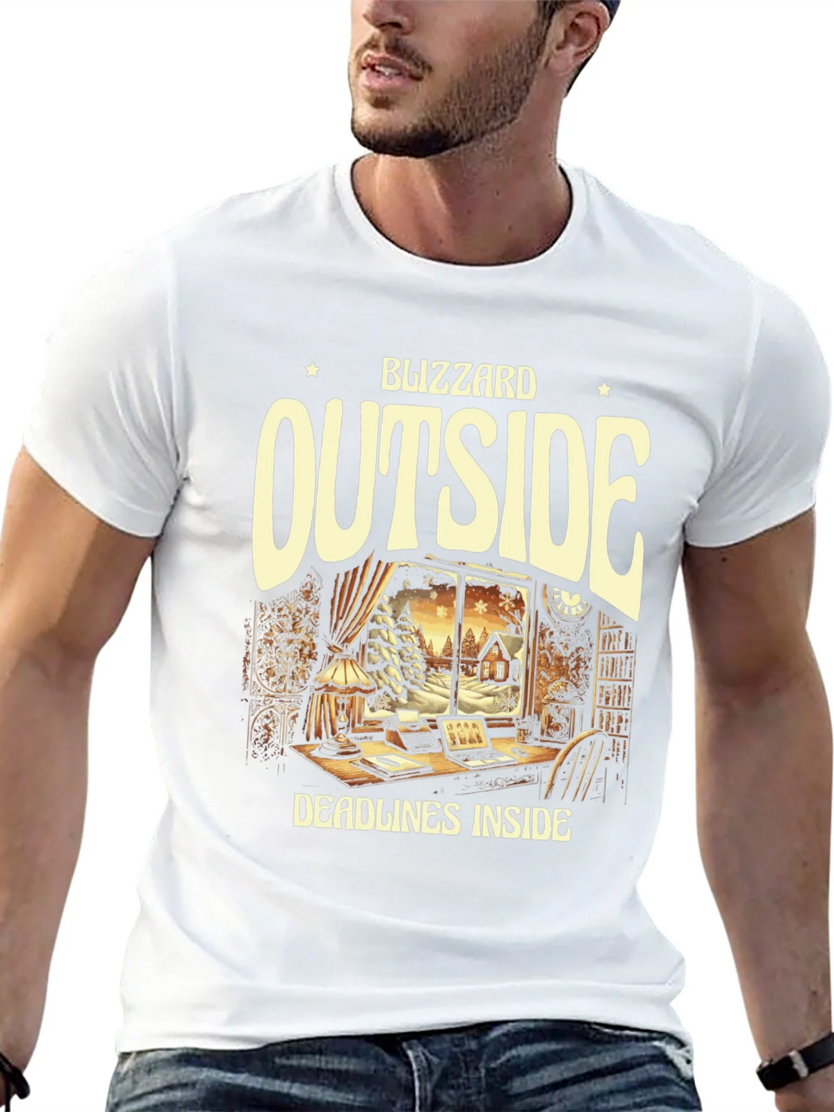 Blizzard Outside Deadlines Inside Graphic Tee product image 12