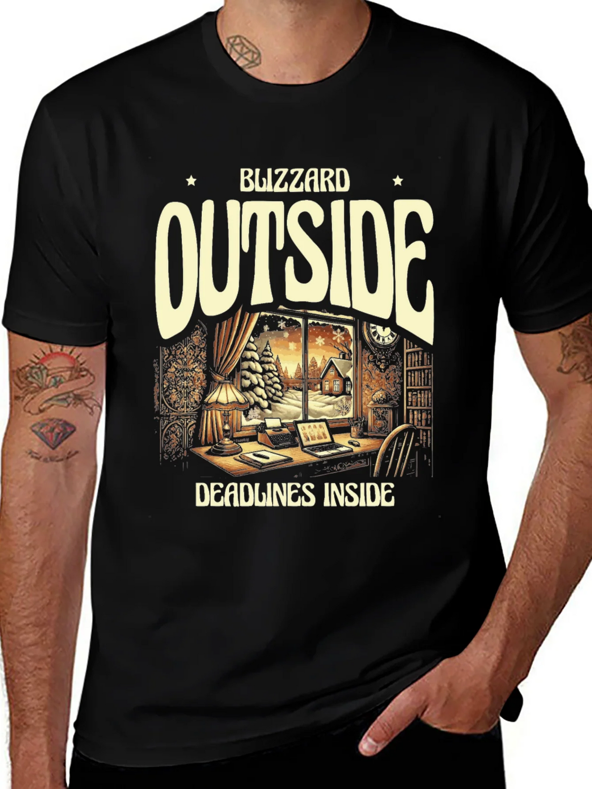 Blizzard Outside Deadlines Inside Graphic Tee product image 1