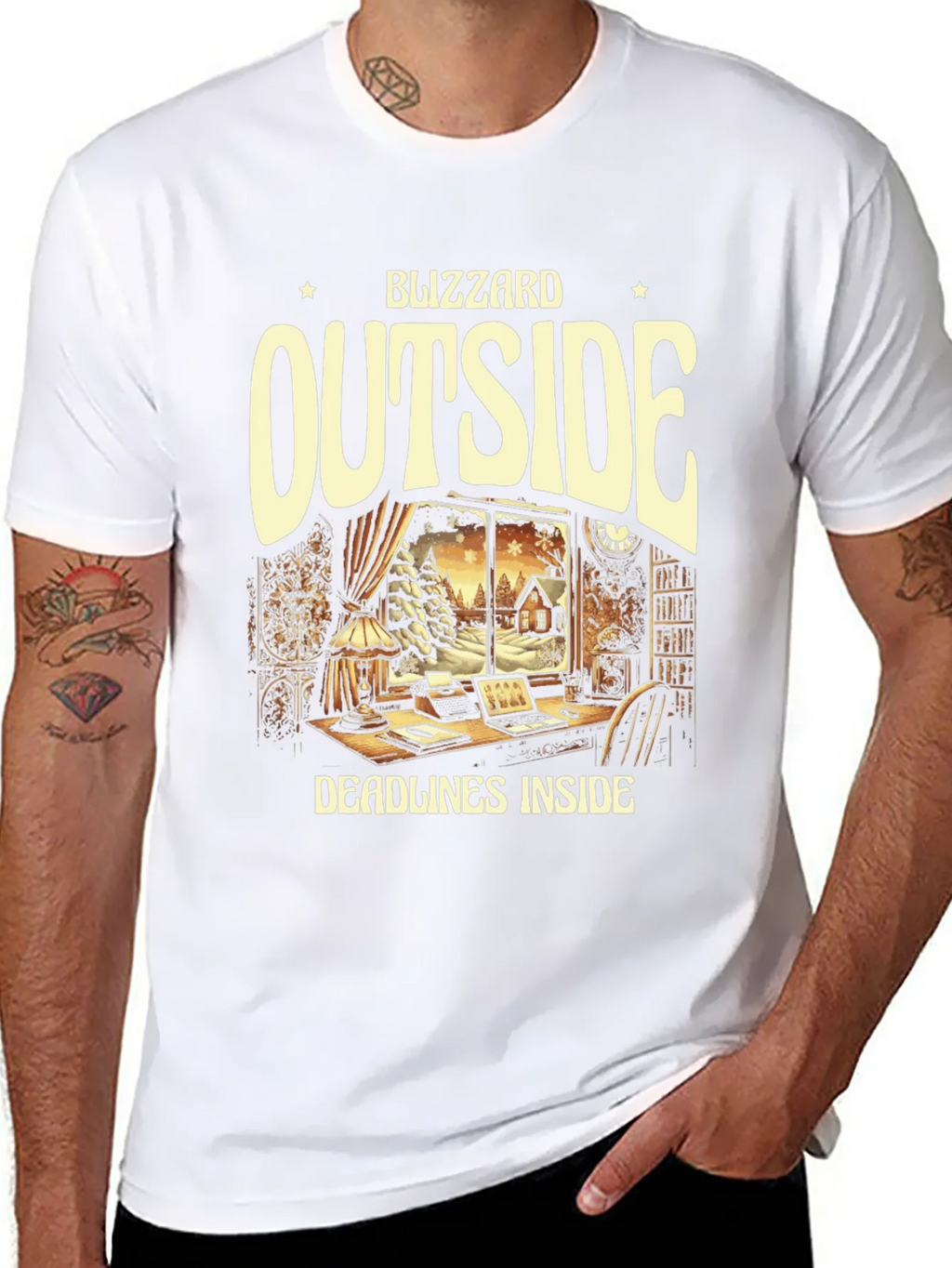 Blizzard Outside Deadlines Inside Graphic Tee product image 7