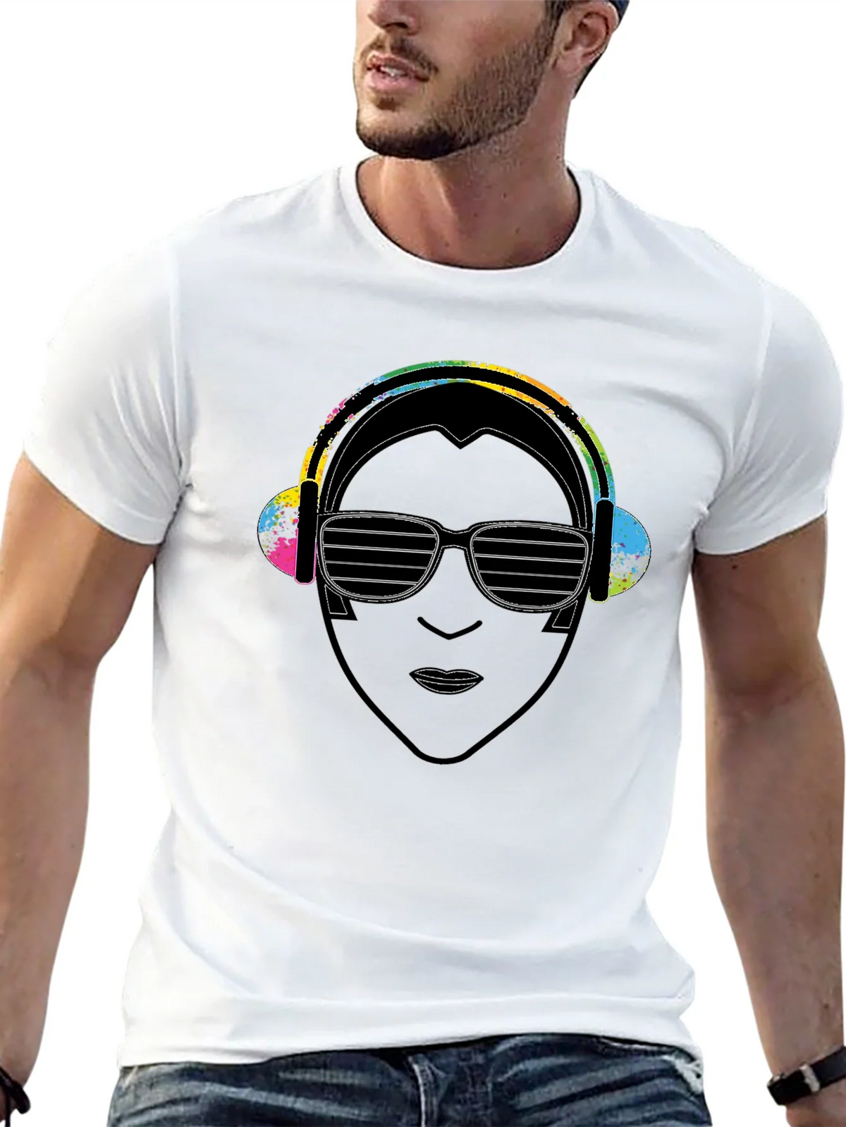 DJ Portrait Graphic Black T-Shirt product image 12