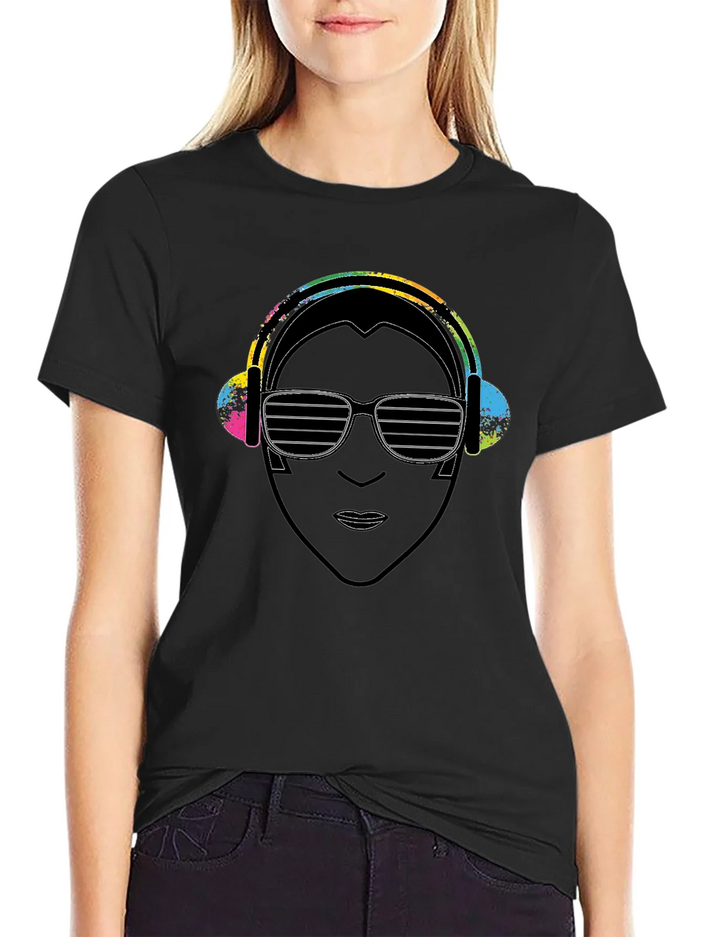 DJ Portrait Graphic Black T-Shirt product image 2