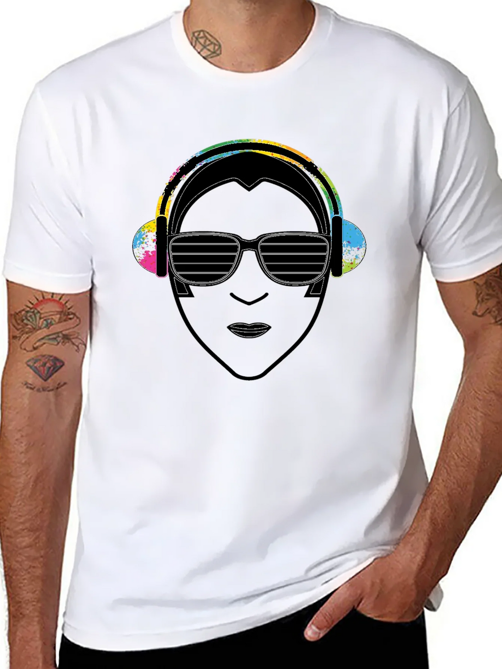 DJ Portrait Graphic Black T-Shirt product image 7