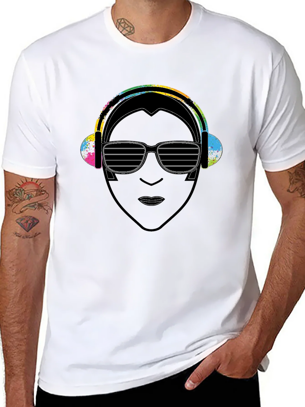 DJ Portrait Graphic Black T-Shirt product image 7