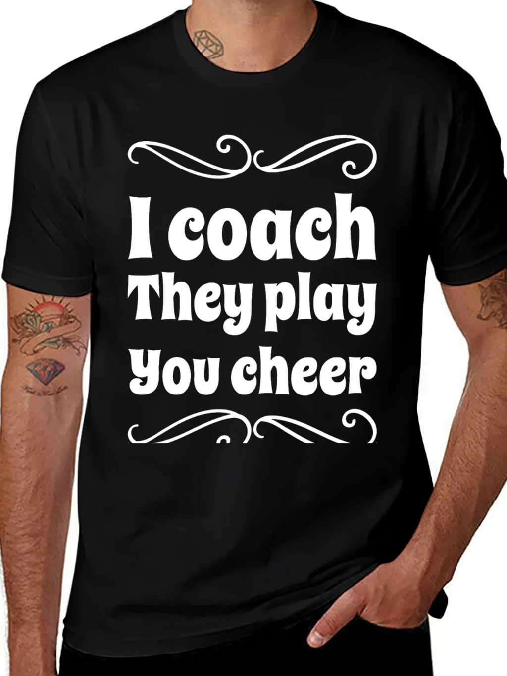 I Coach They Play You Cheer - Black T-Shirt product image 1