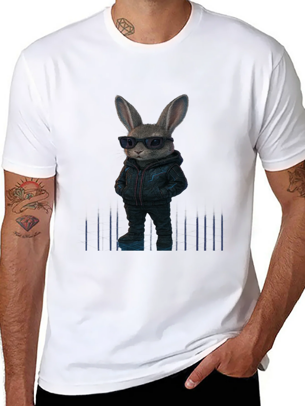 Cool Rabbit Graphic Black T-Shirt product image 7