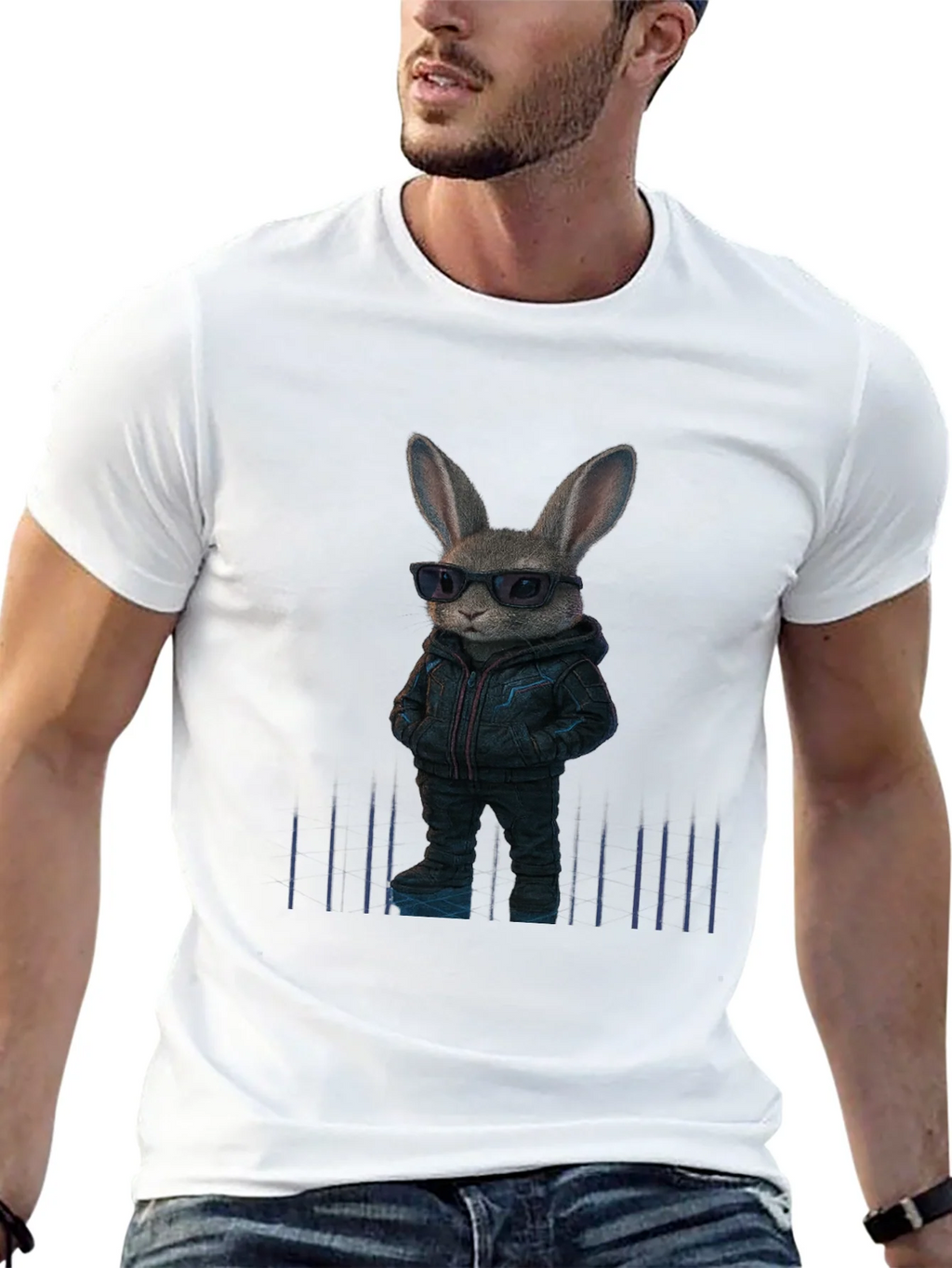 Cool Rabbit Graphic Black T-Shirt product image 12