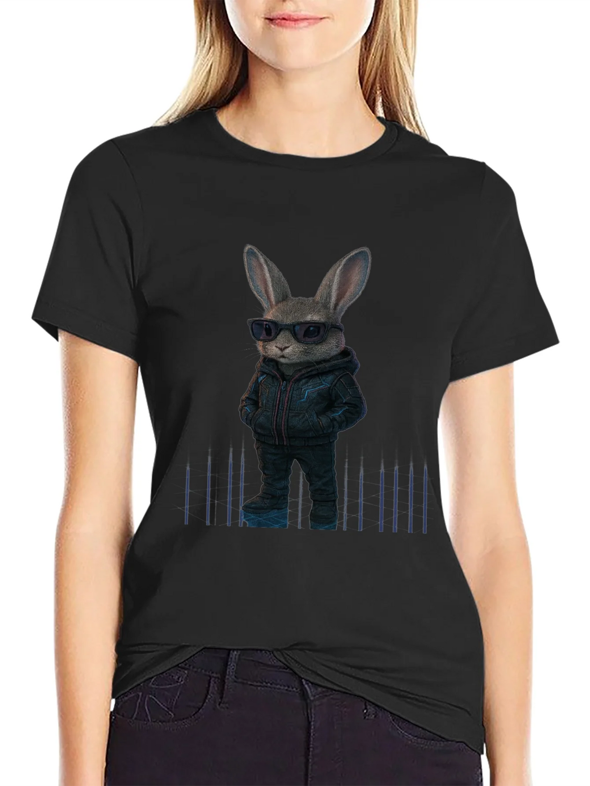 Cool Rabbit Graphic Black T-Shirt product image 2