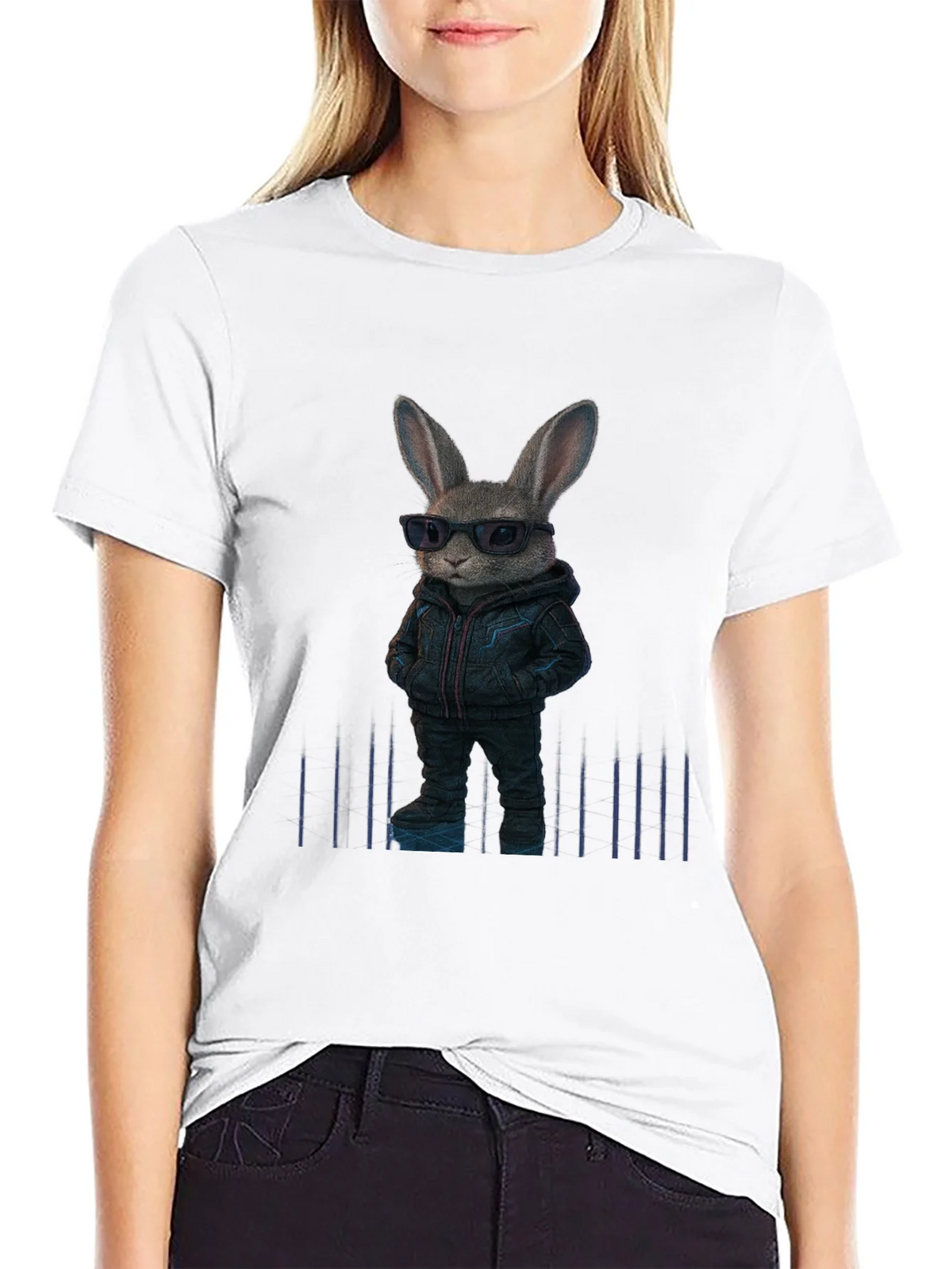 Cool Rabbit Graphic Black T-Shirt product image 8