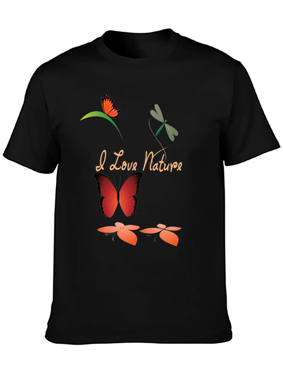 I Love Nature Black Graphic T-Shirt product image 3