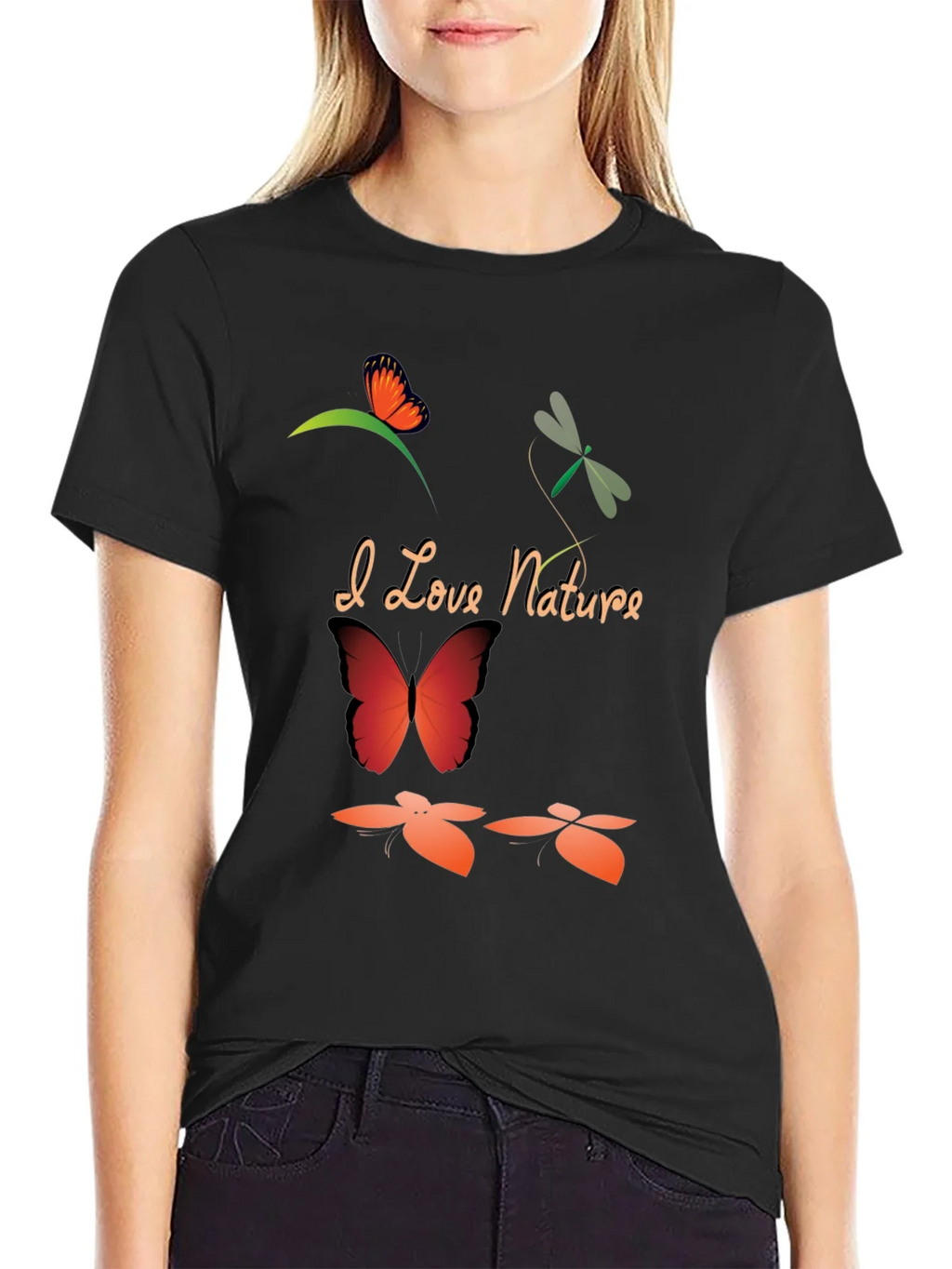 I Love Nature Black Graphic T-Shirt product image 2