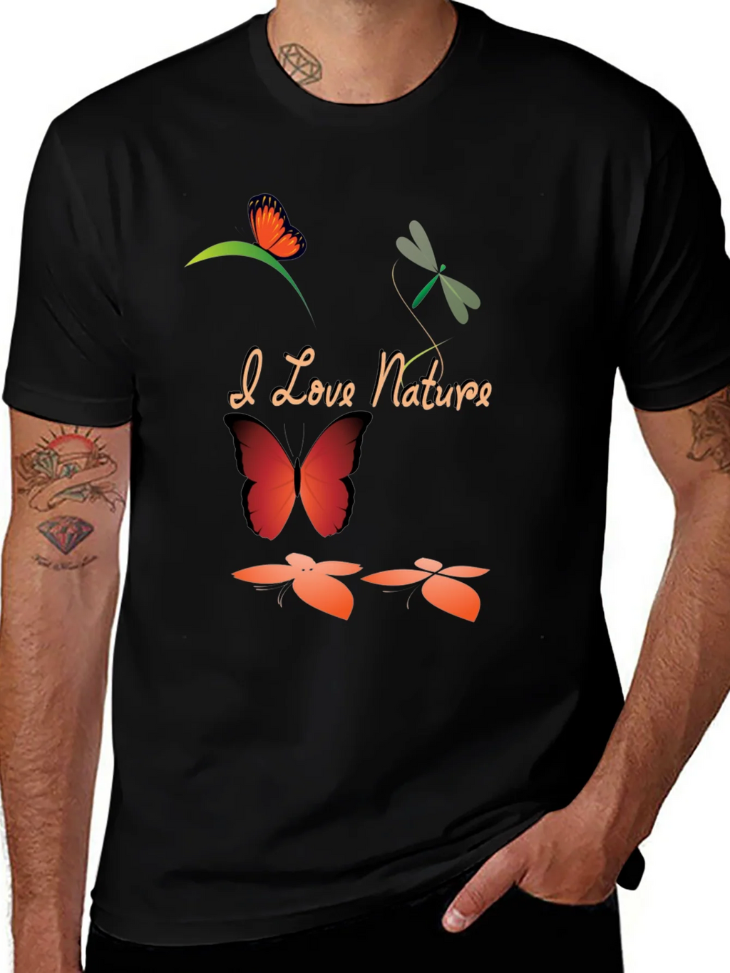 I Love Nature Black Graphic T-Shirt product image 1