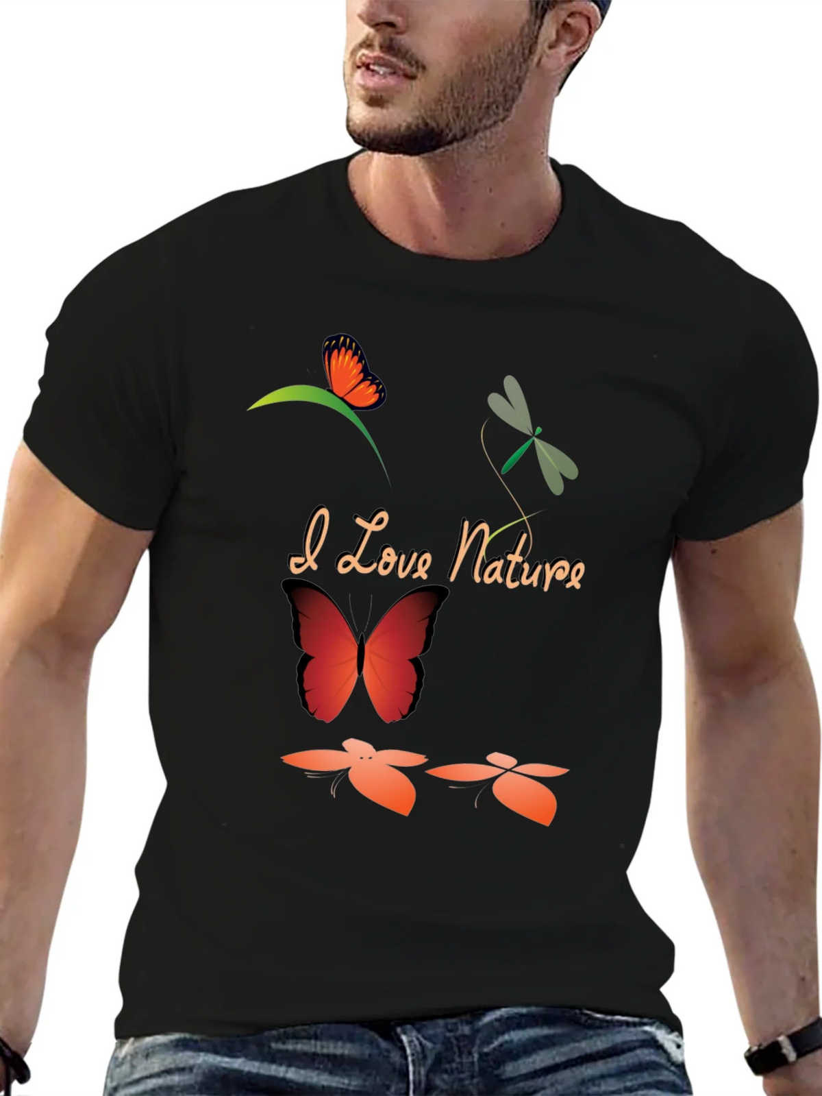 I Love Nature Black Graphic T-Shirt product image 6