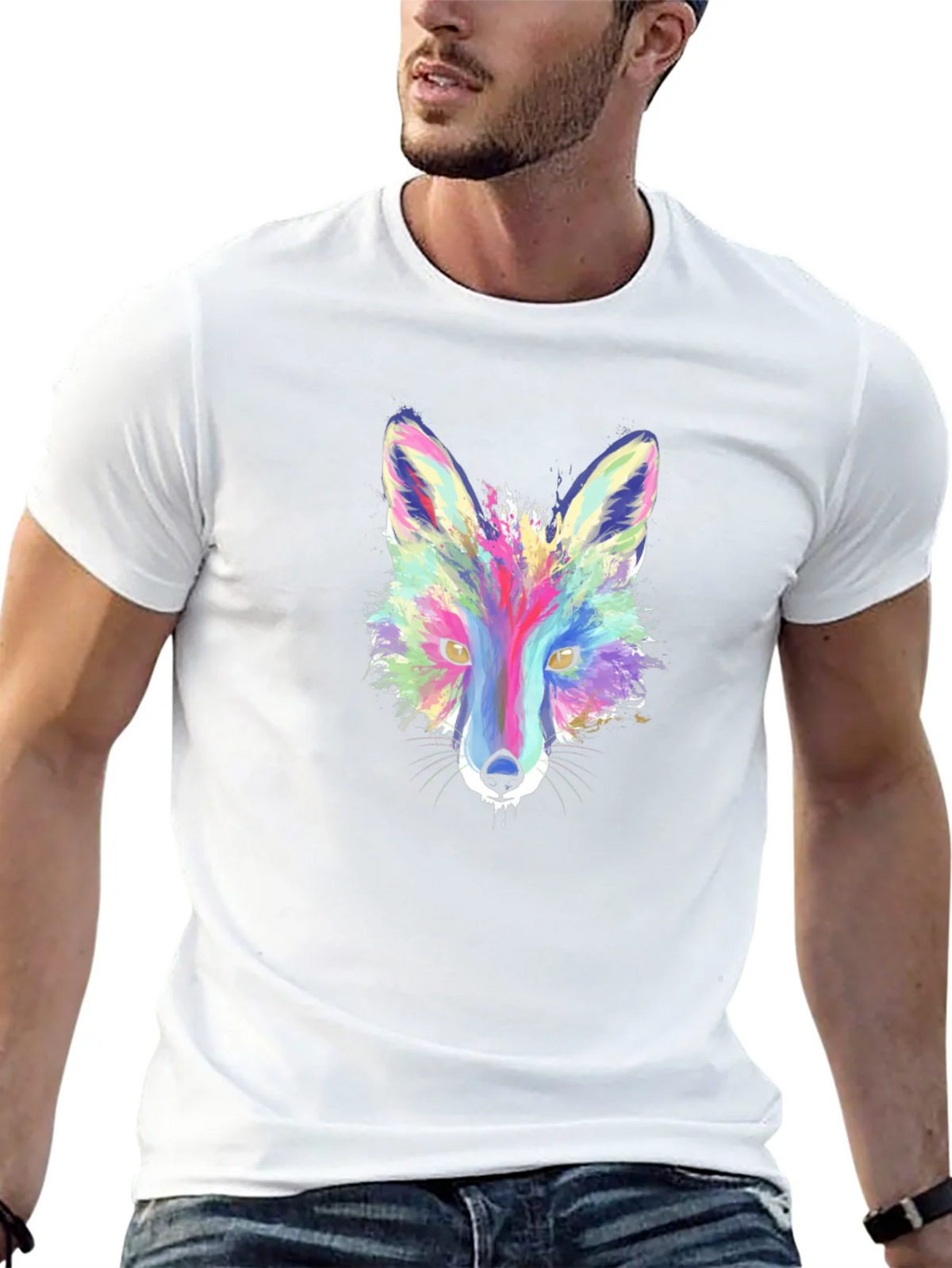 Vibrant Fox Graphic Tee - Stylish Mens T-Shirt product image 8