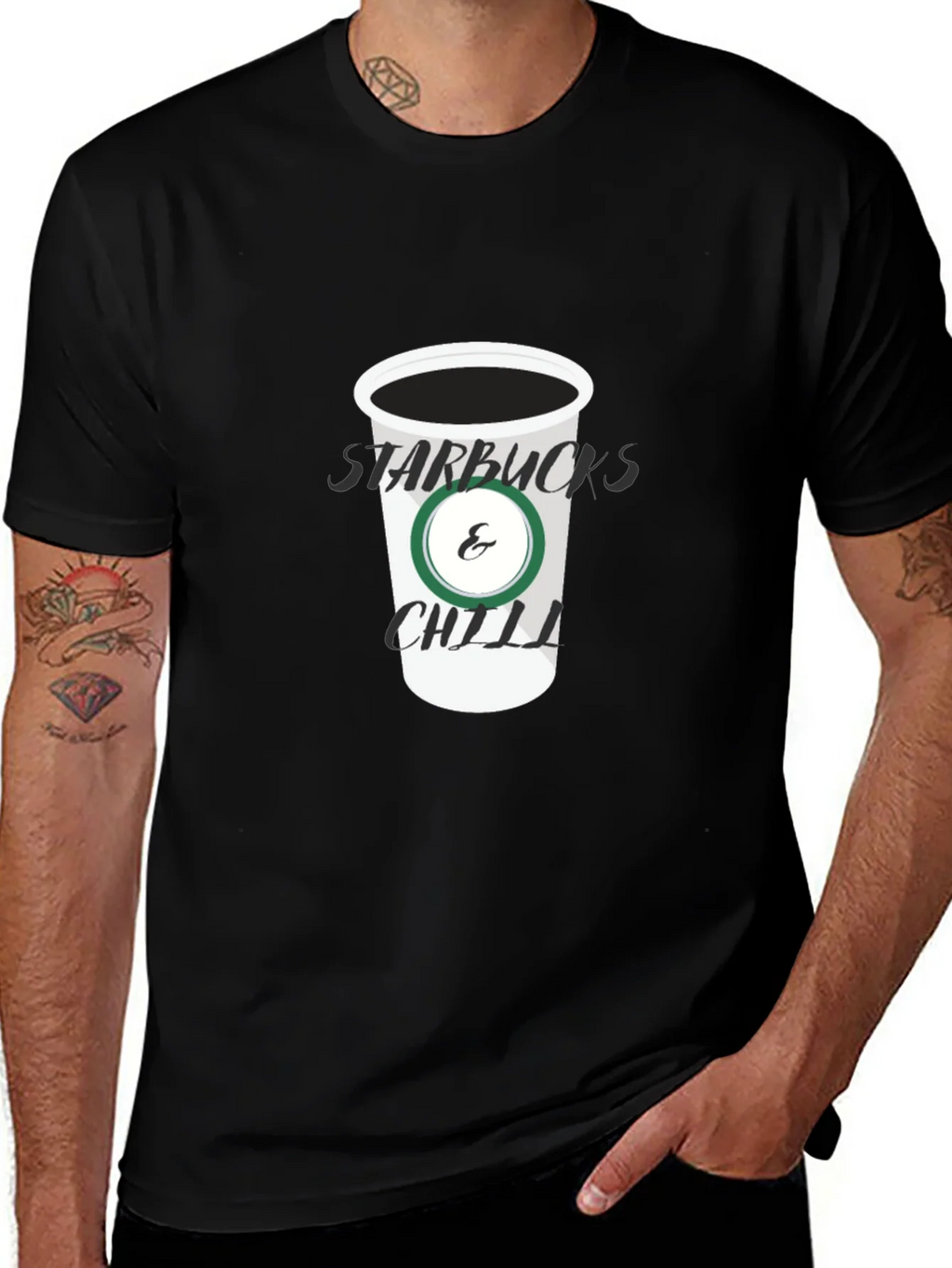 Starbucks & Chill Black T-Shirt product image 1