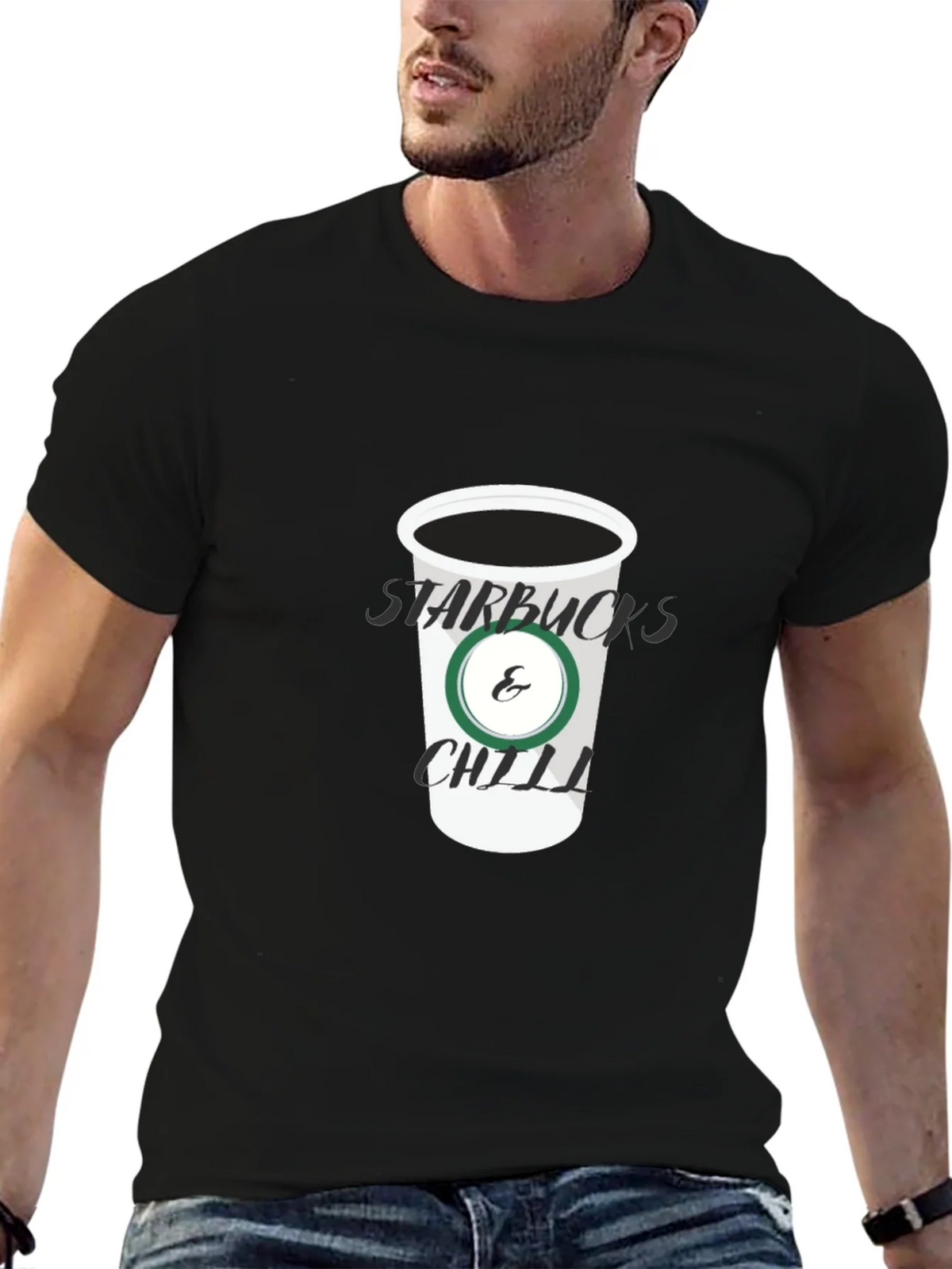 Starbucks & Chill Black T-Shirt product image 5
