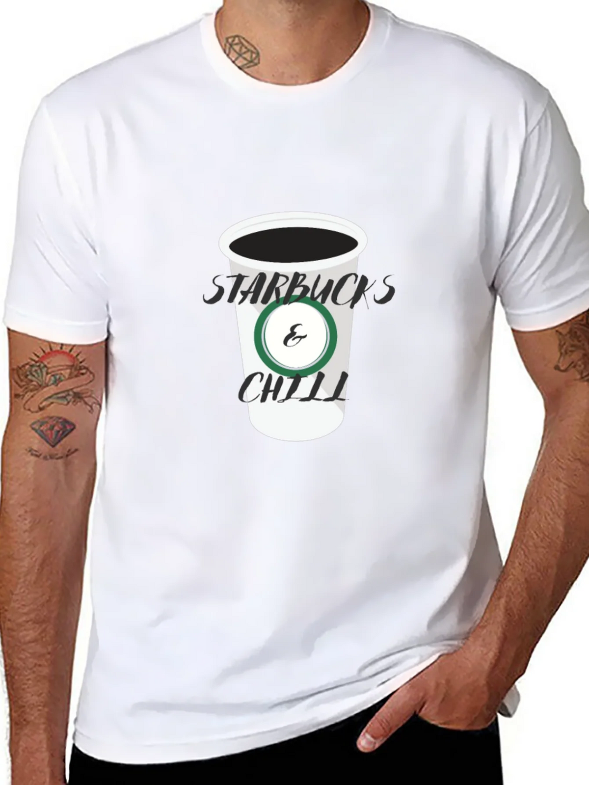 Starbucks & Chill Black T-Shirt product image 6