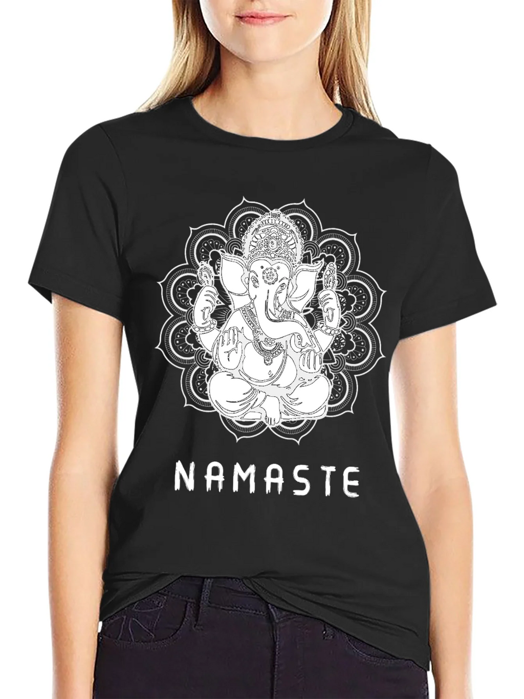 Ganesha Namaste Graphic T-Shirt - Black product image 2