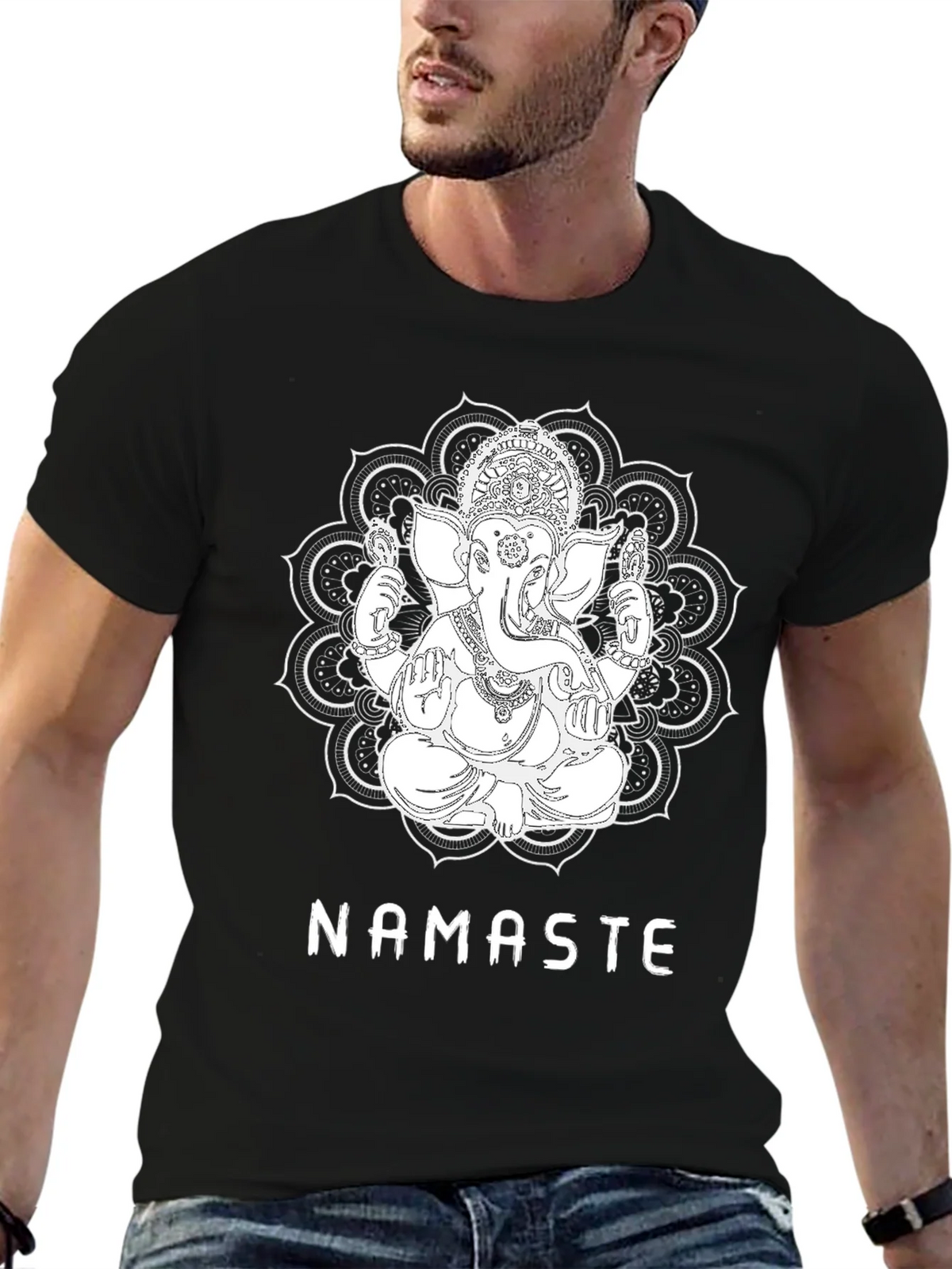Ganesha Namaste Graphic T-Shirt - Black product image 6