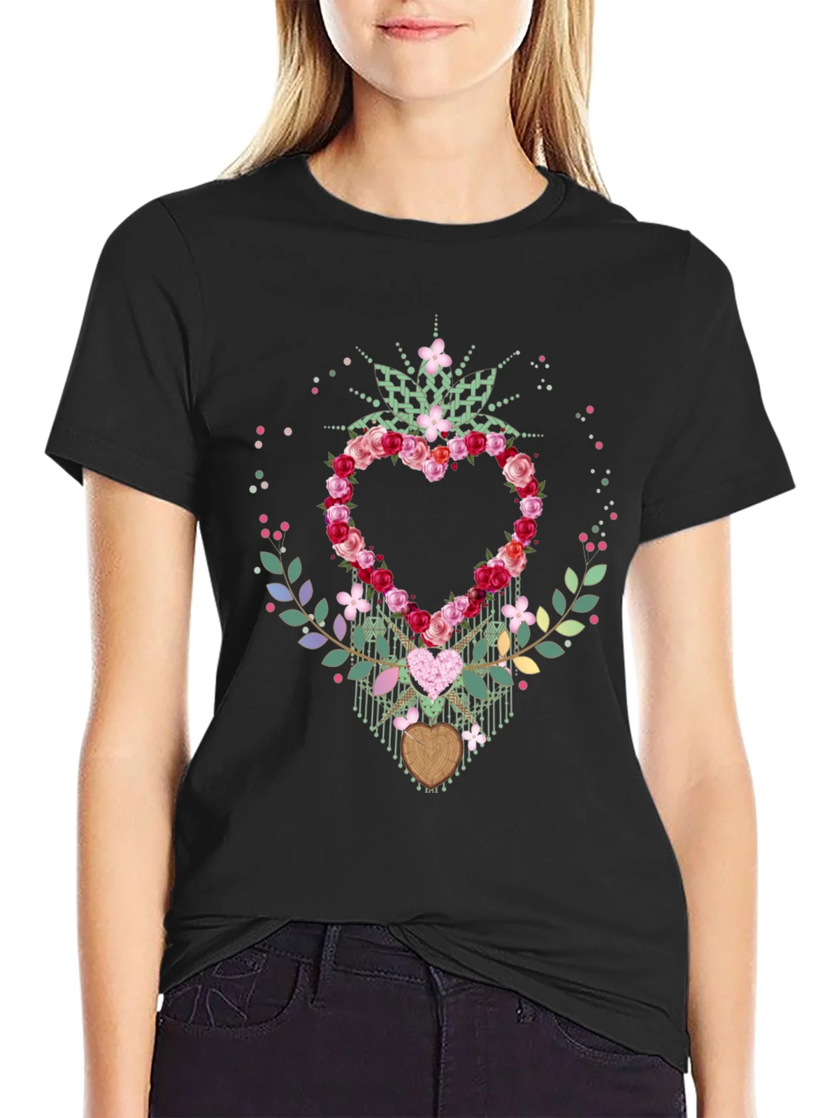 Floral Heart Graphic T-Shirt - Stylish Valentines Day Tee product image 2