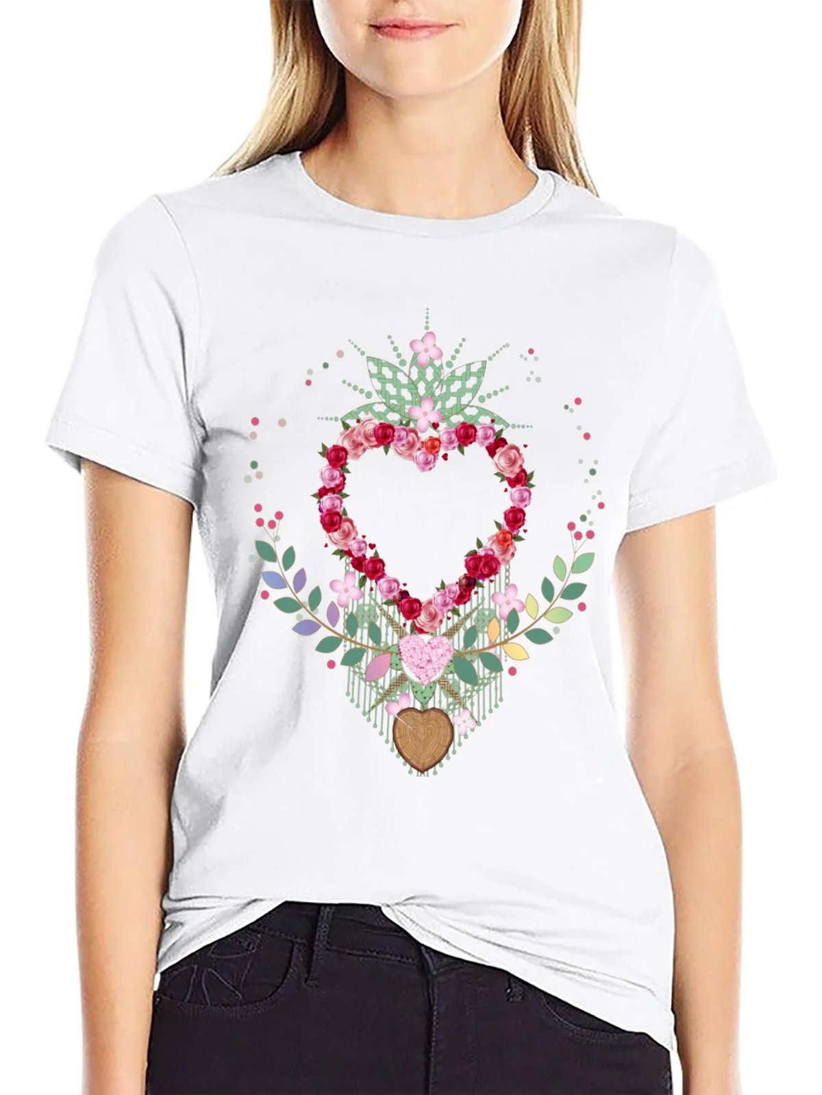 Floral Heart Graphic T-Shirt - Stylish Valentines Day Tee product image 3