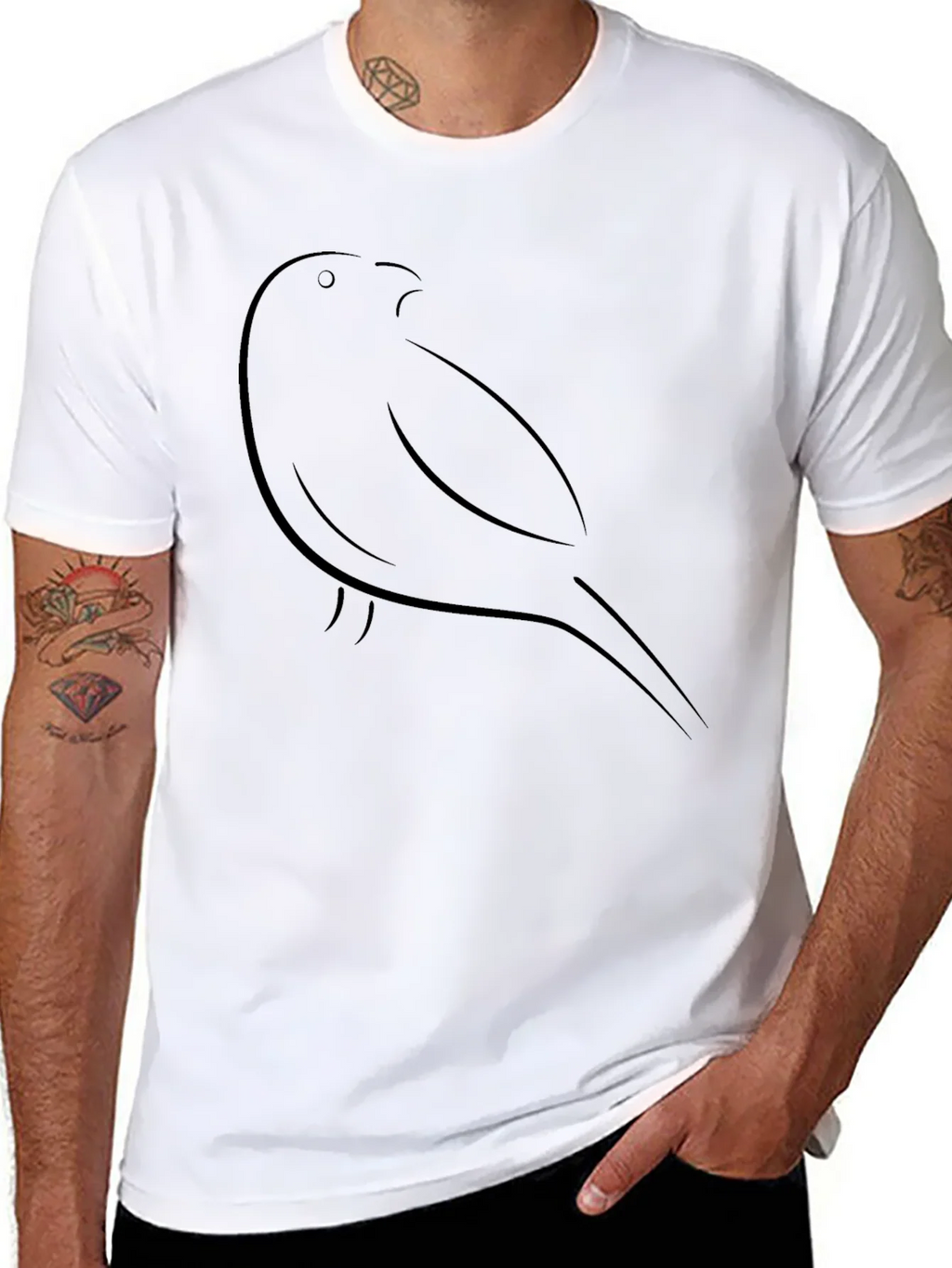 Stylish Black Bird Outline Tee - Minimalist Design product image 7