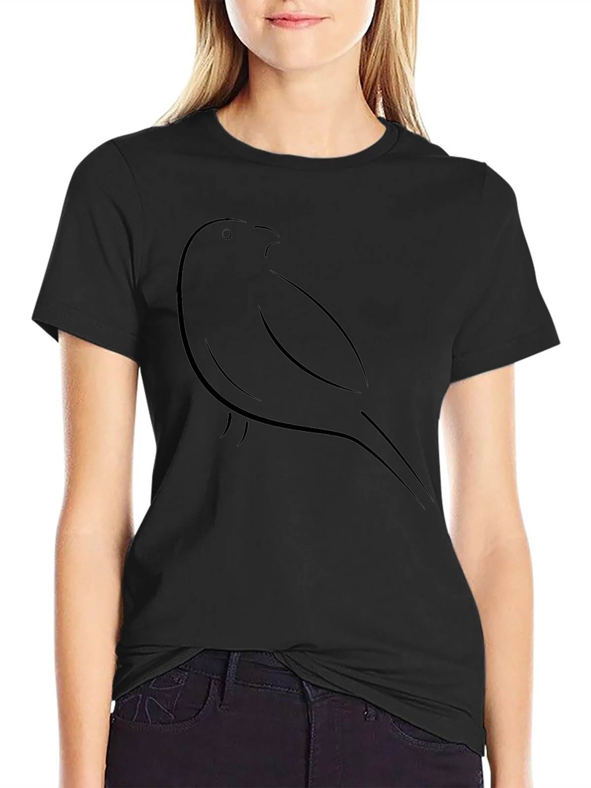 Stylish Black Bird Outline Tee - Minimalist Design product image 2