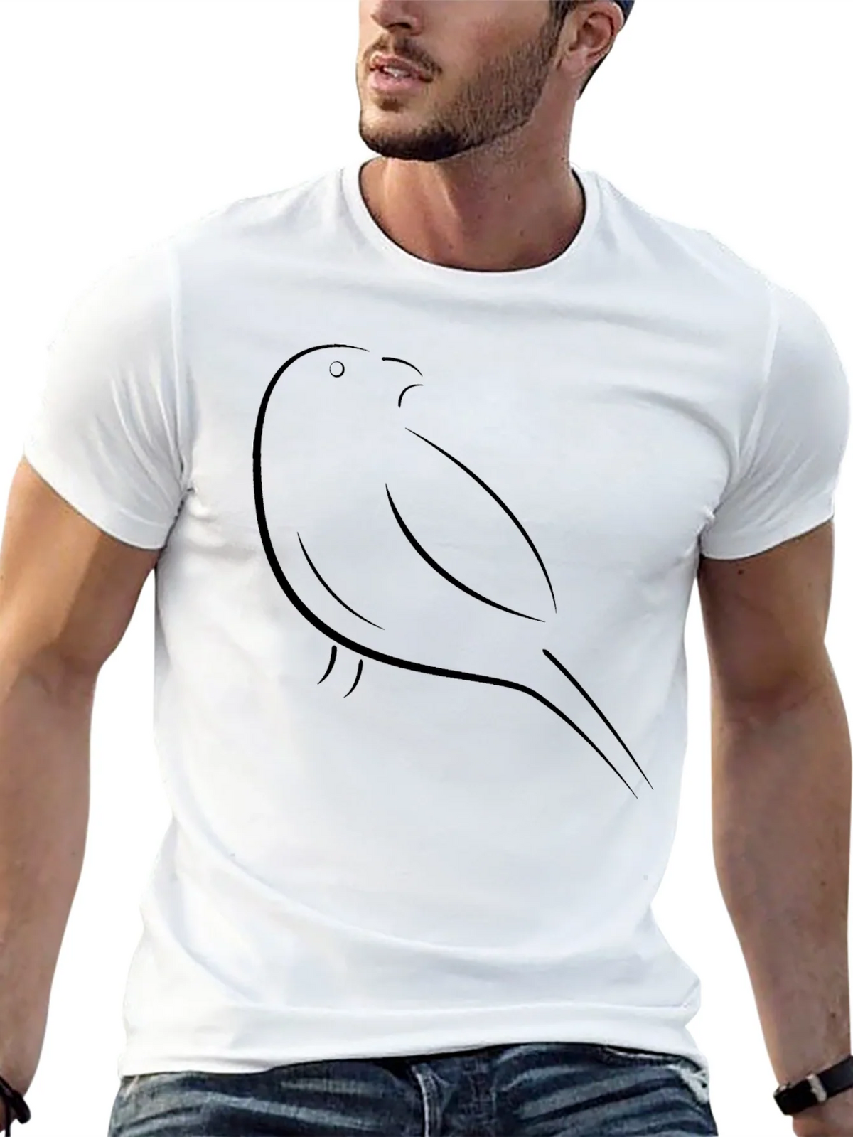 Stylish Black Bird Outline Tee - Minimalist Design product image 12