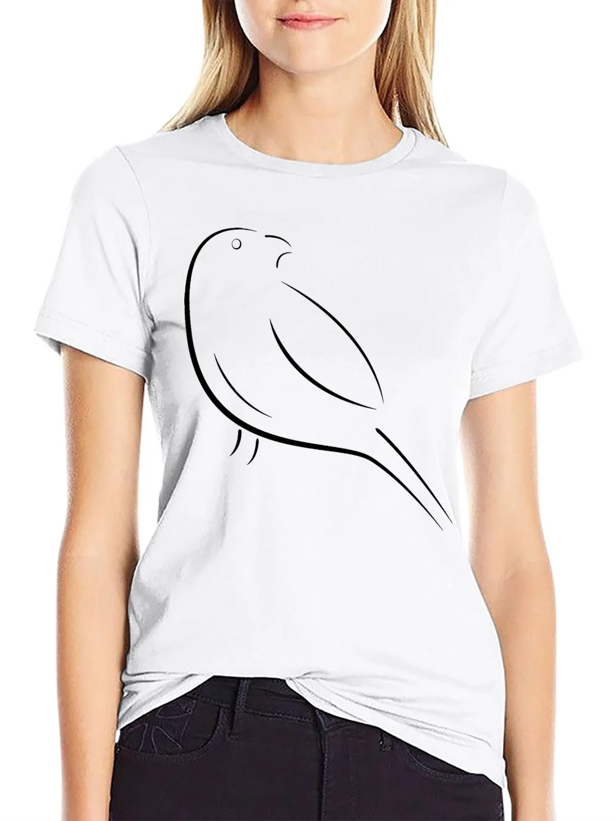 Stylish Black Bird Outline Tee - Minimalist Design product image 8