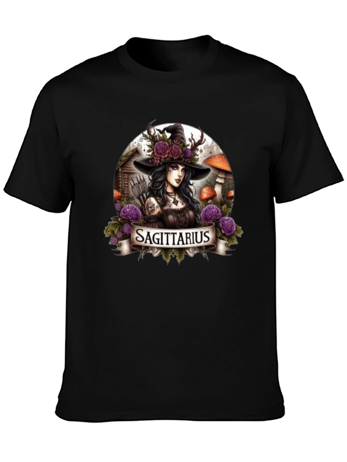 Sagittarius Witch T-Shirt - Zodiac Graphic Tee product image 3