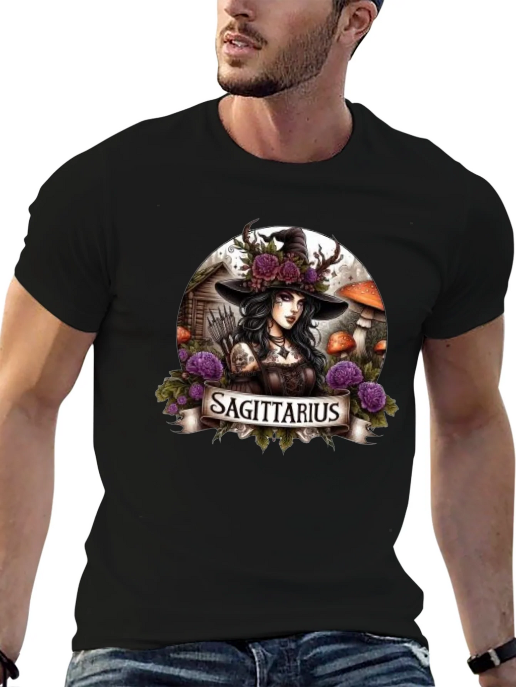 Sagittarius Witch T-Shirt - Zodiac Graphic Tee product image 6