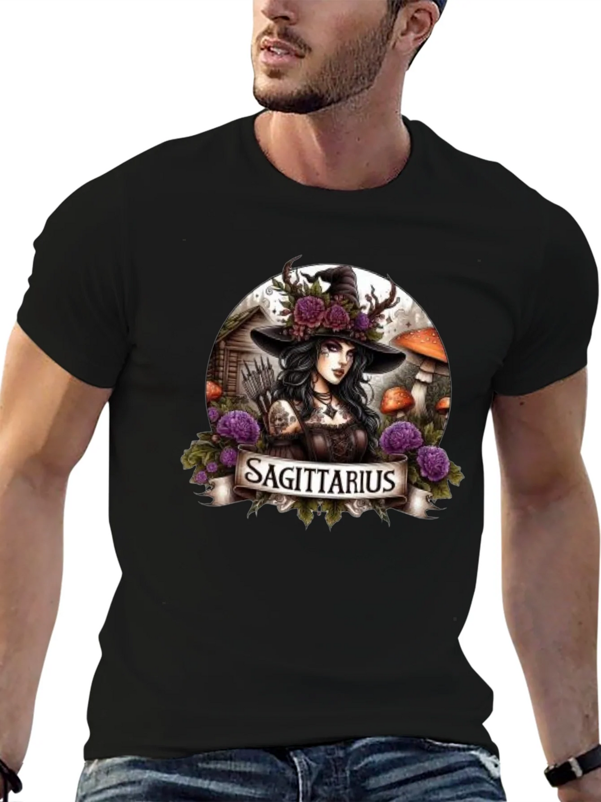 Sagittarius Witch T-Shirt - Zodiac Graphic Tee product image 6