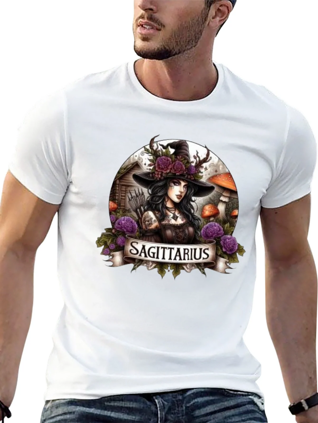Sagittarius Witch T-Shirt - Zodiac Graphic Tee product image 12