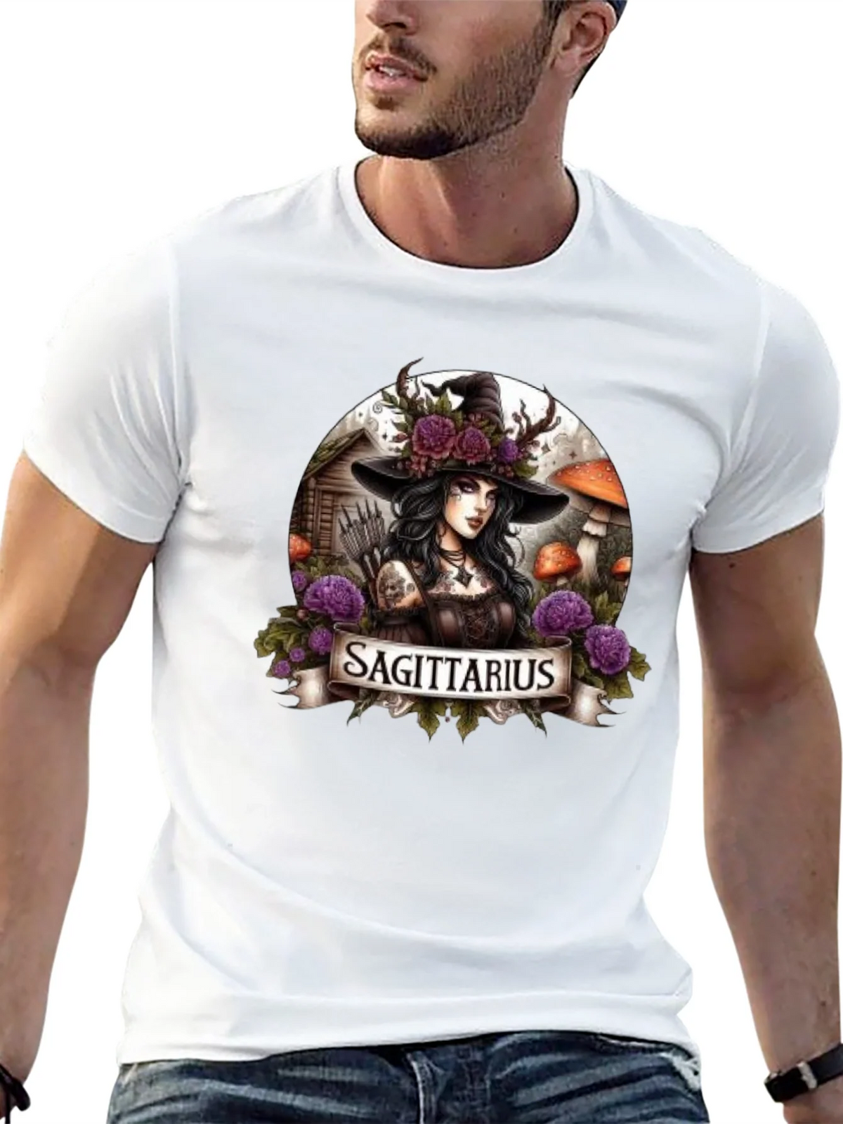 Sagittarius Witch T-Shirt - Zodiac Graphic Tee product image 12
