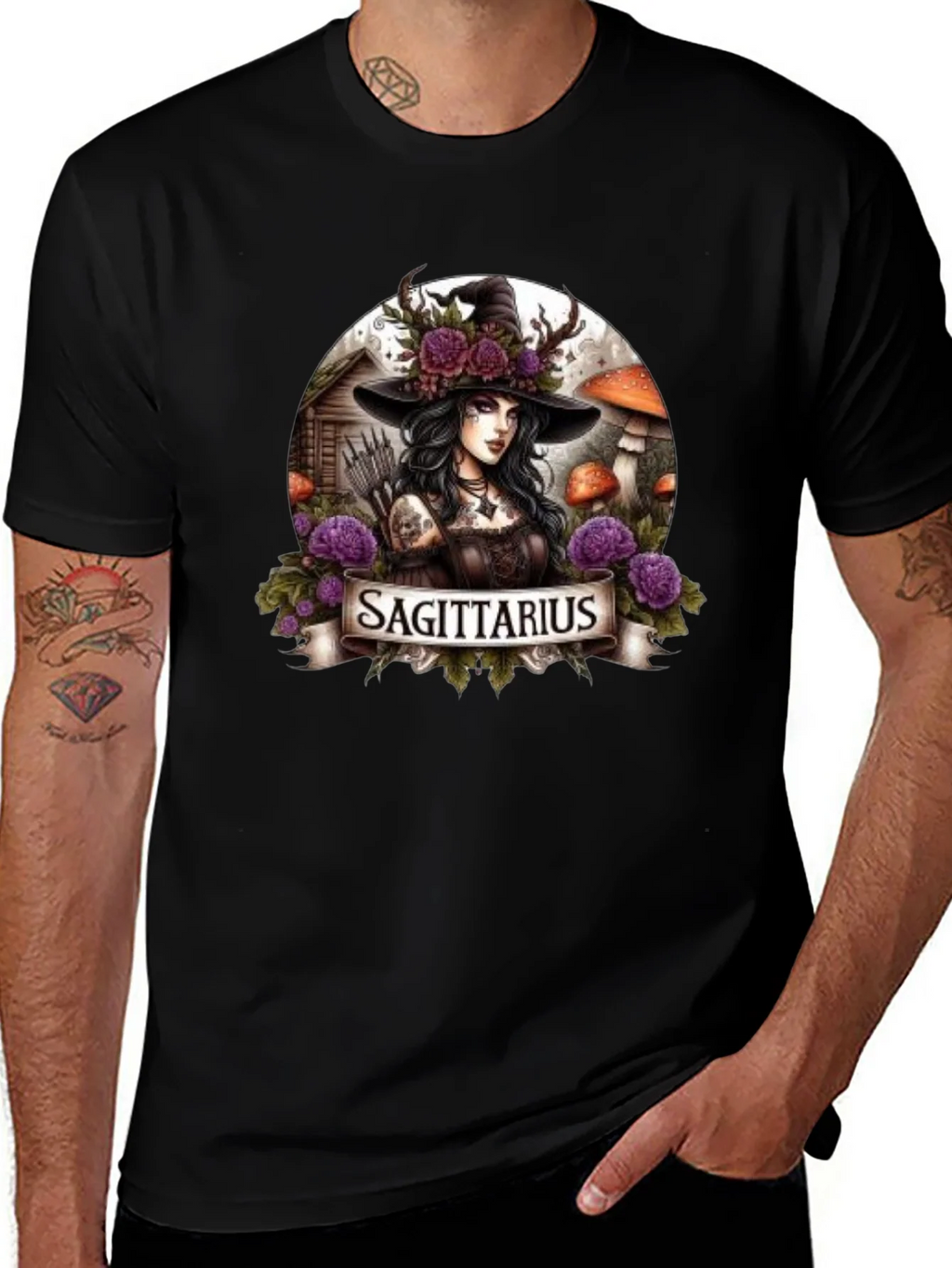 Sagittarius Witch T-Shirt - Zodiac Graphic Tee product image 1