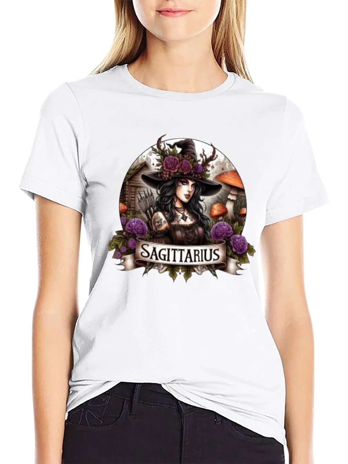 Sagittarius Witch T-Shirt - Zodiac Graphic Tee product image 8