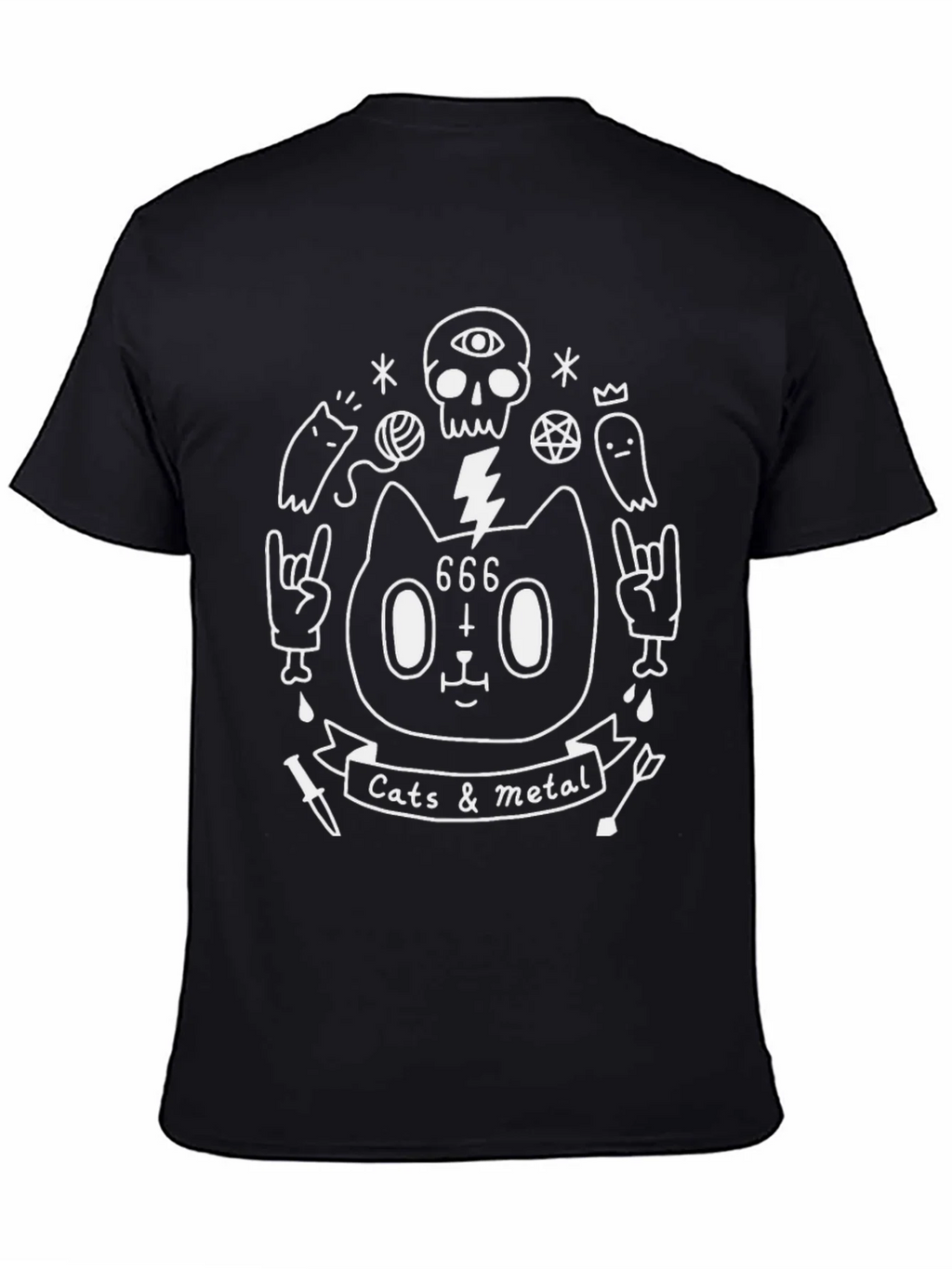 Cats & Metal Graphic Tee - Black Cotton T-Shirt product image 4