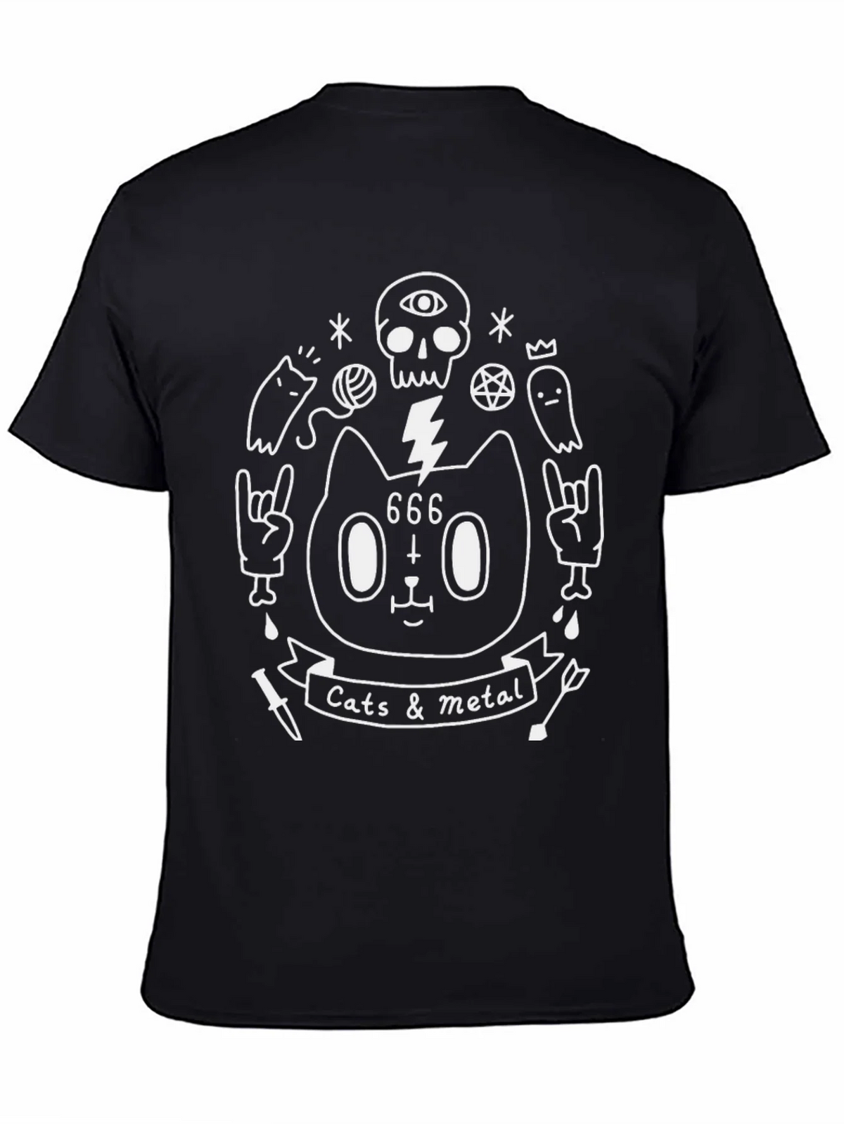 Cats & Metal Graphic Tee - Black Cotton T-Shirt product image 4