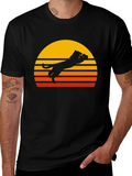 Retro Sunset Panther Black T-Shirt product image 1
