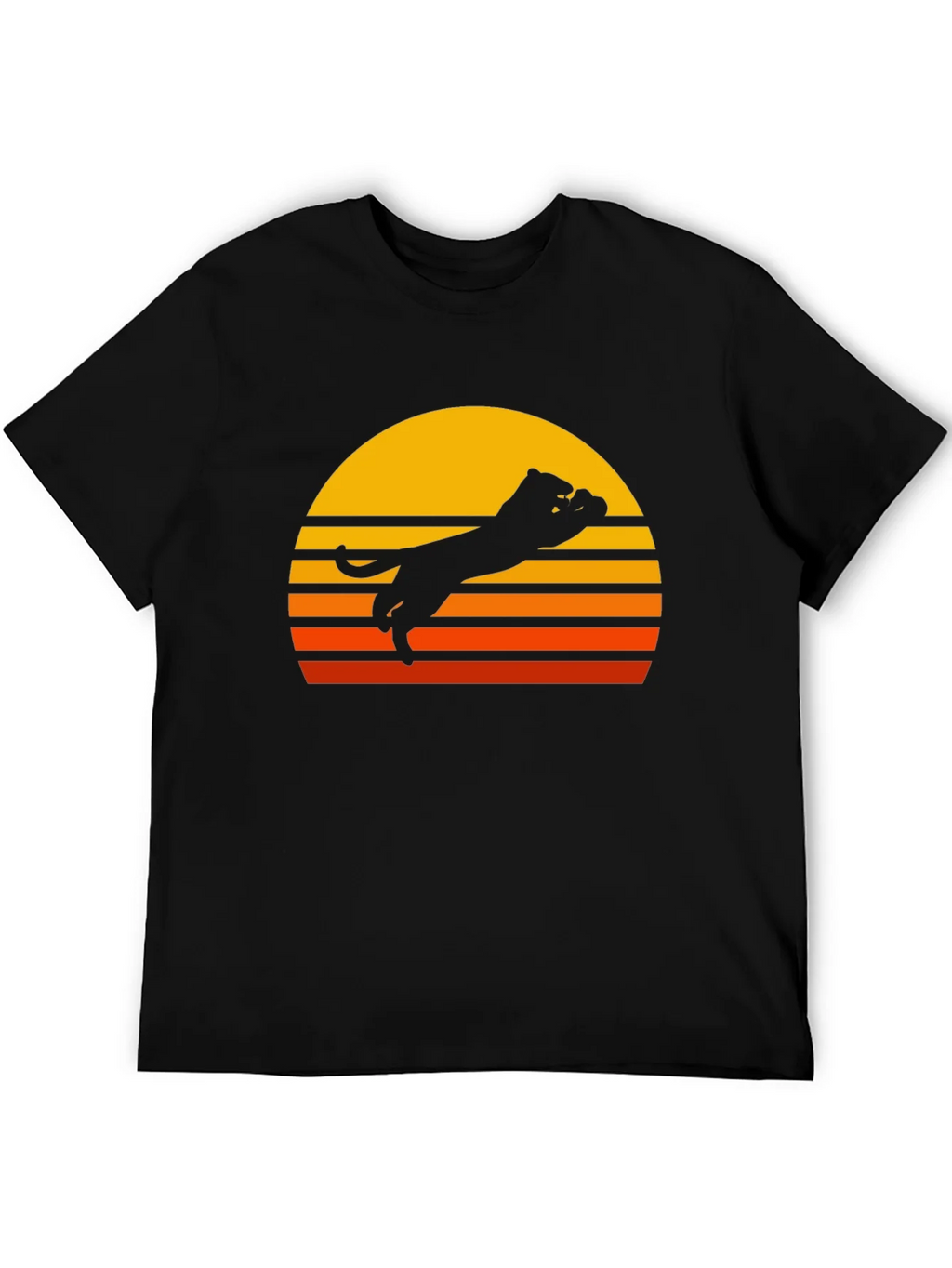 Retro Sunset Panther Black T-Shirt product image 5
