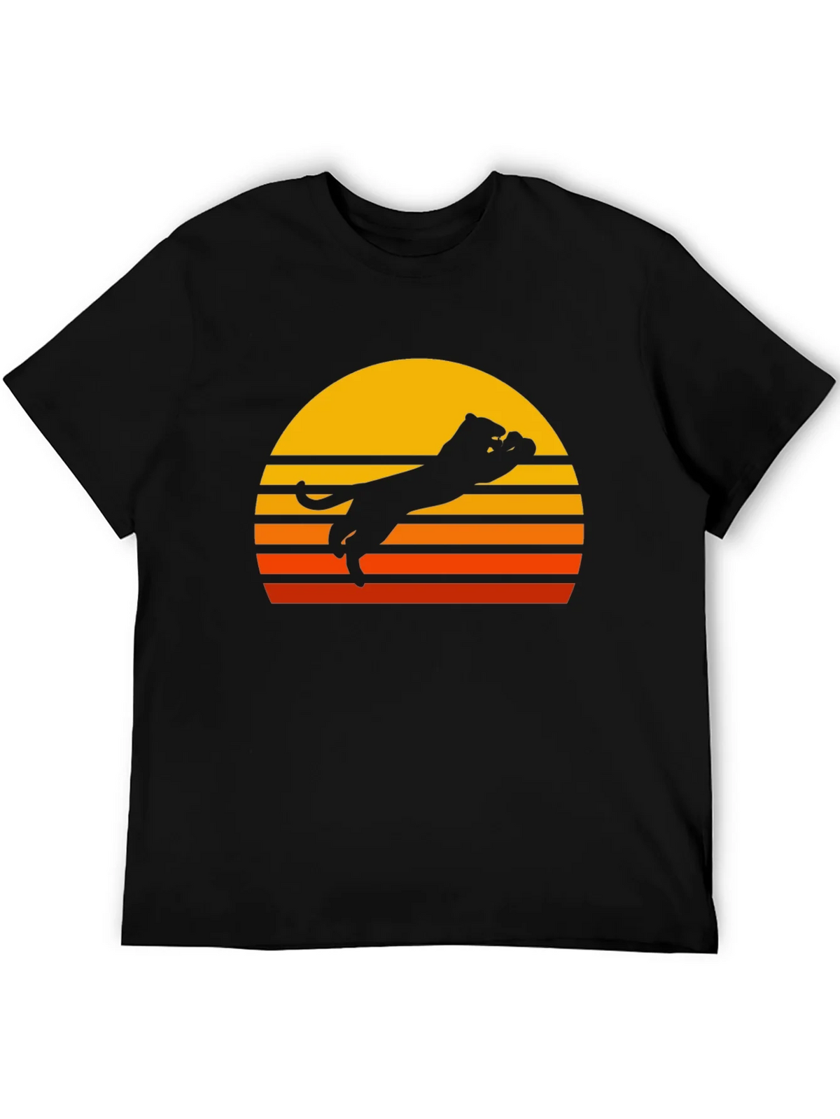 Retro Sunset Panther Black T-Shirt product image 5