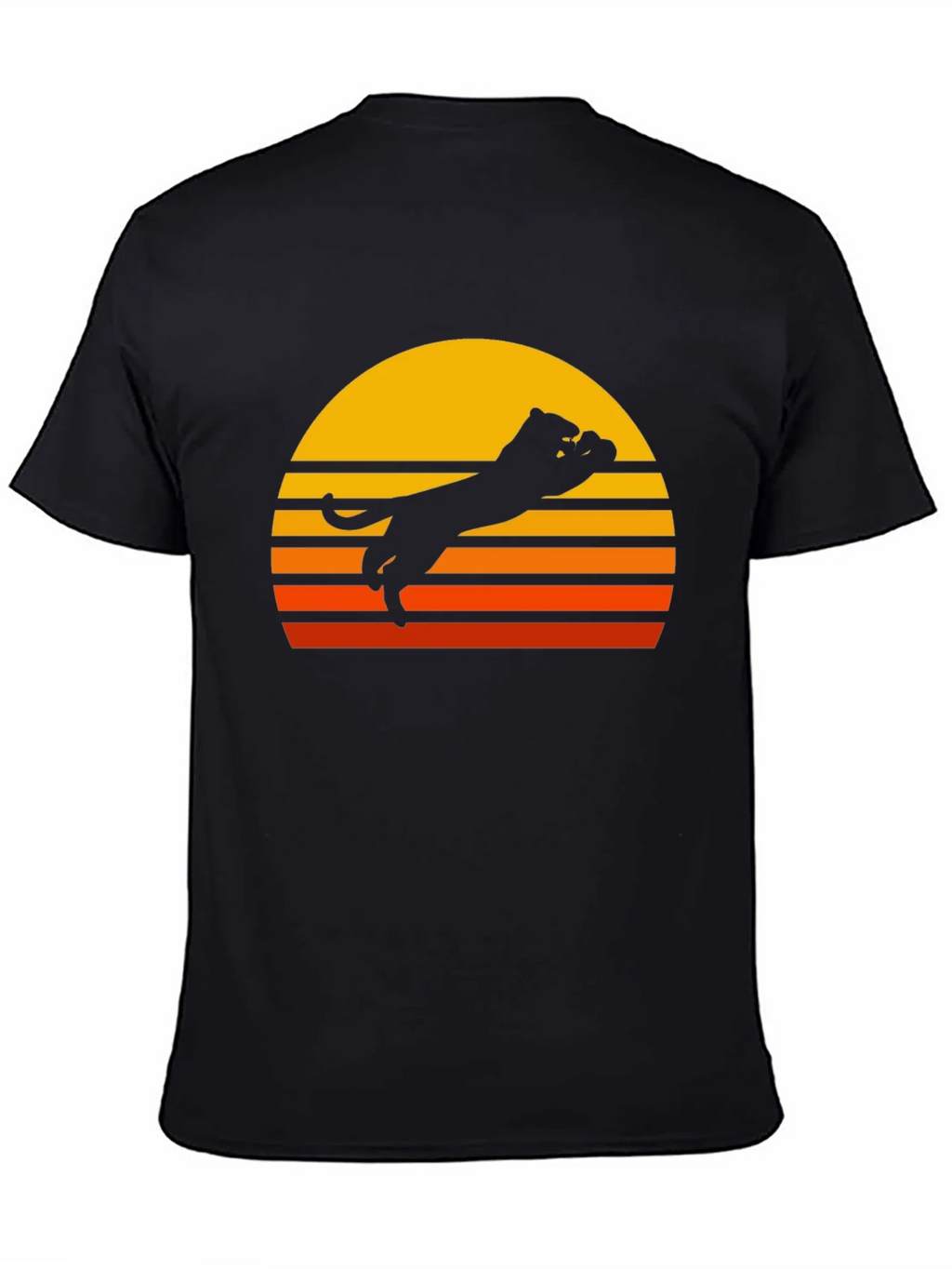 Retro Sunset Panther Black T-Shirt product image 4