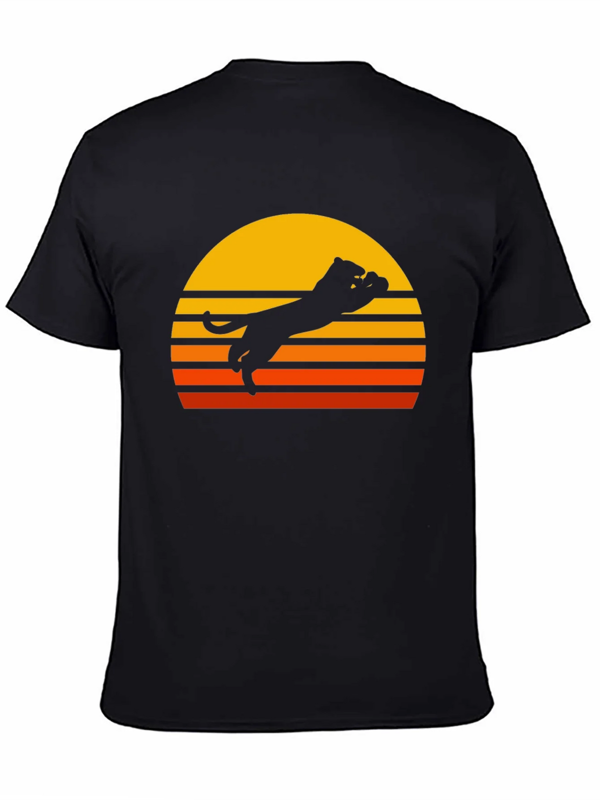 Retro Sunset Panther Black T-Shirt product image 4
