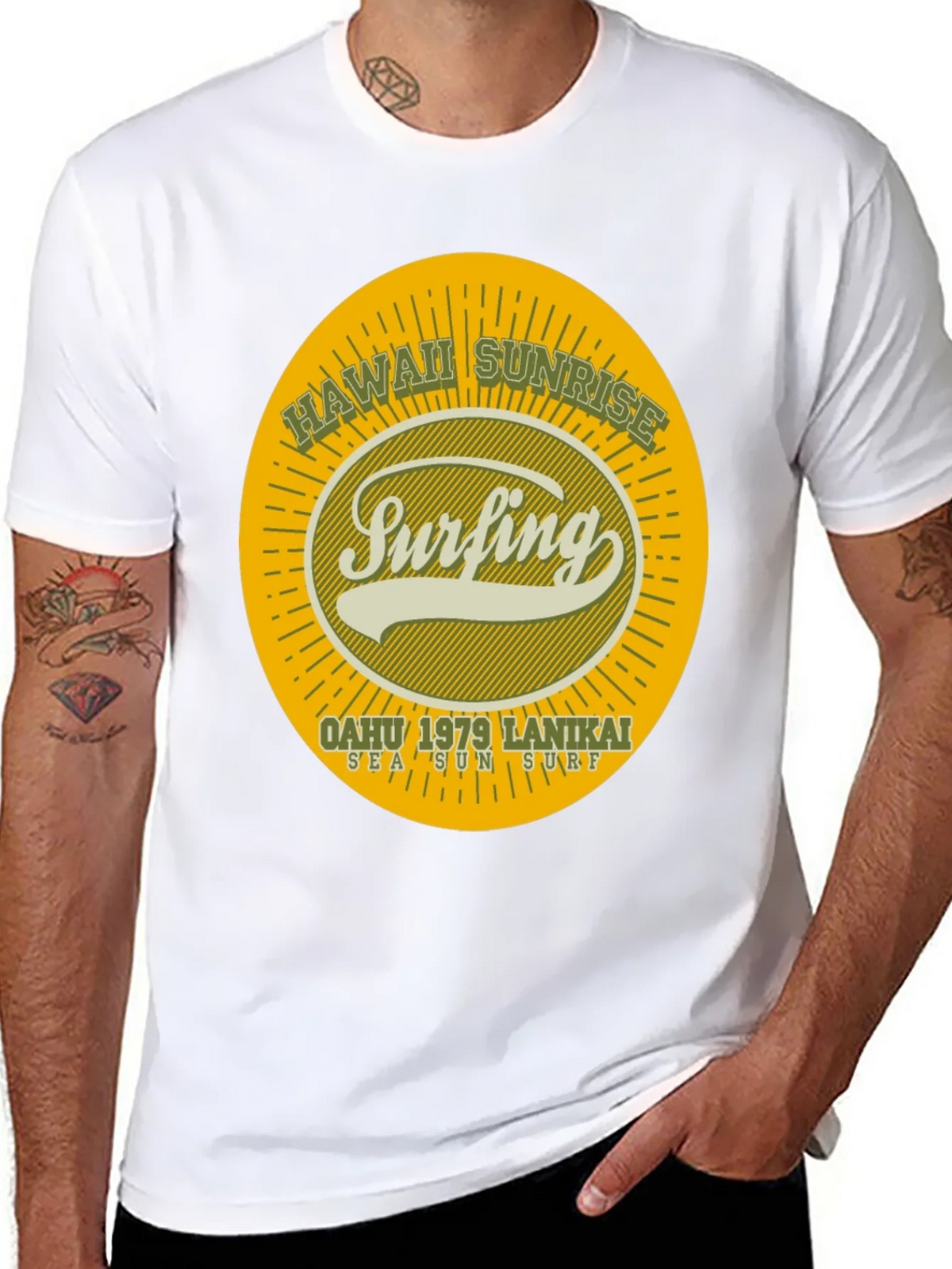 Hawaii Sunrise Surfing T-Shirt product image 5