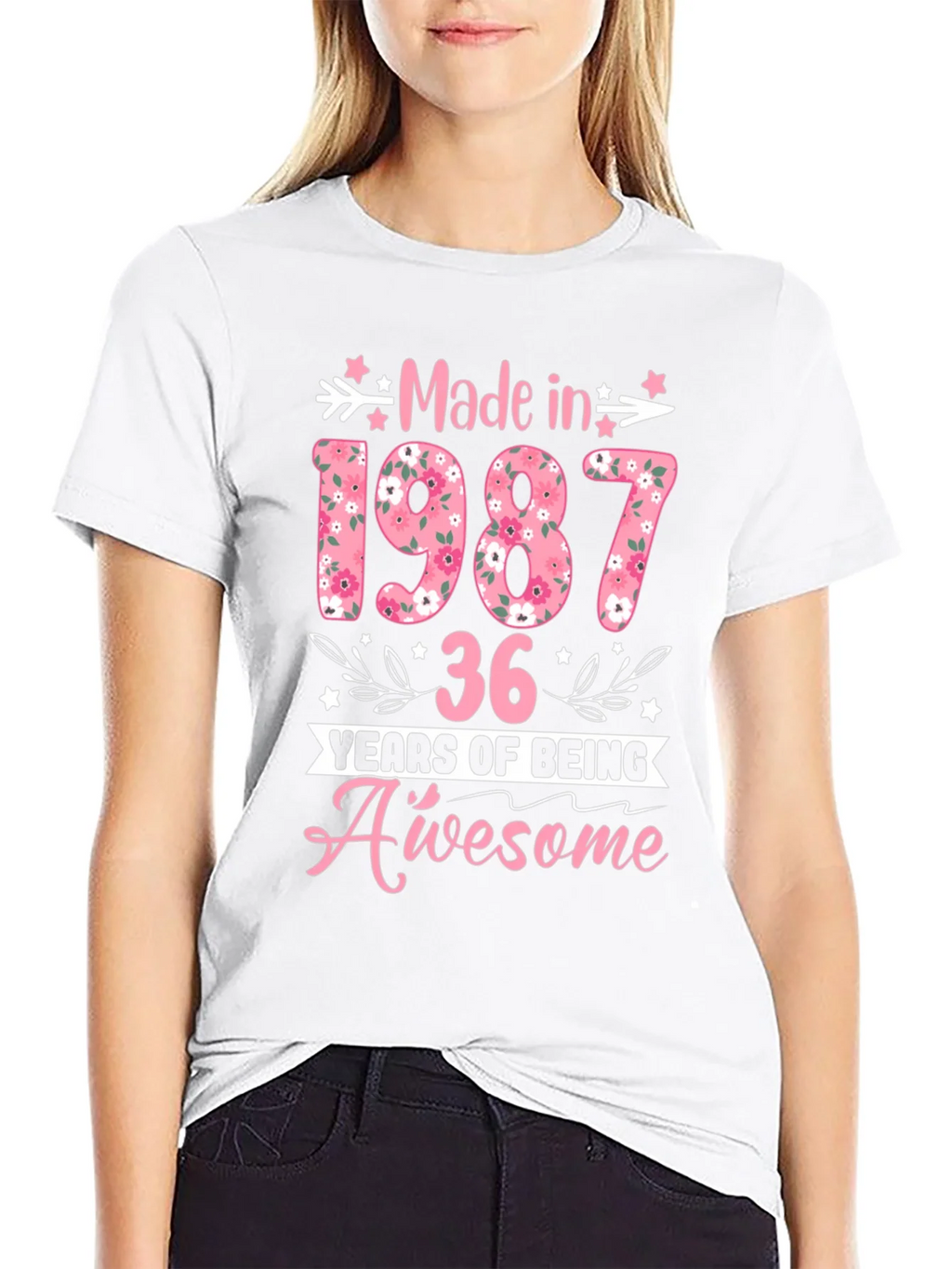 Made in 1987 Floral Birthday T-Shirt product image 8