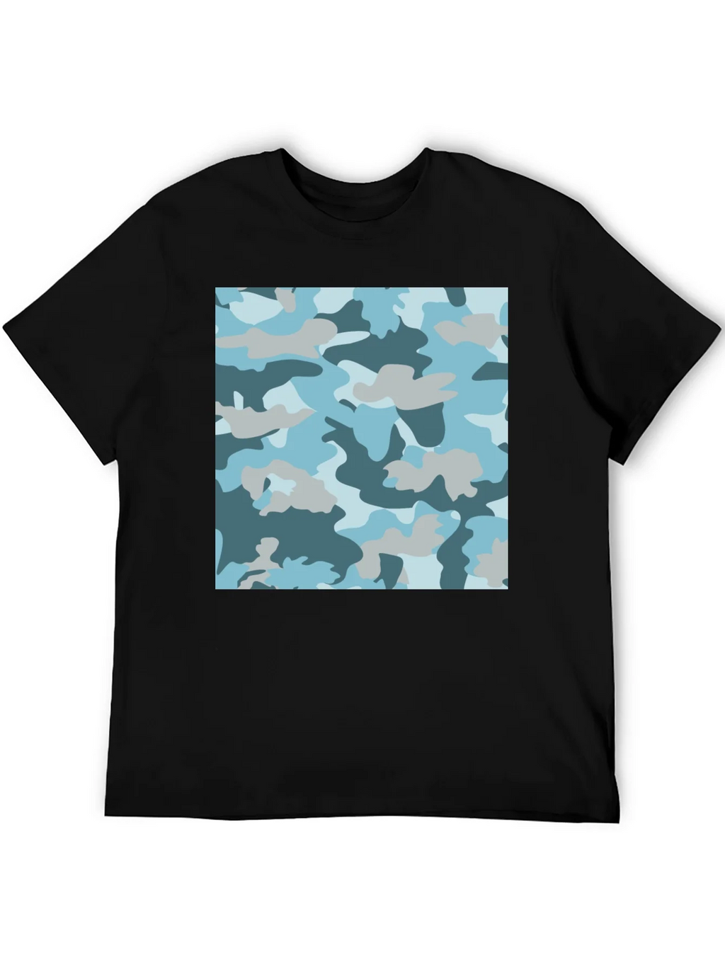 Blue Camo Print Black T-Shirt - Stylish Casual Wear product image 5