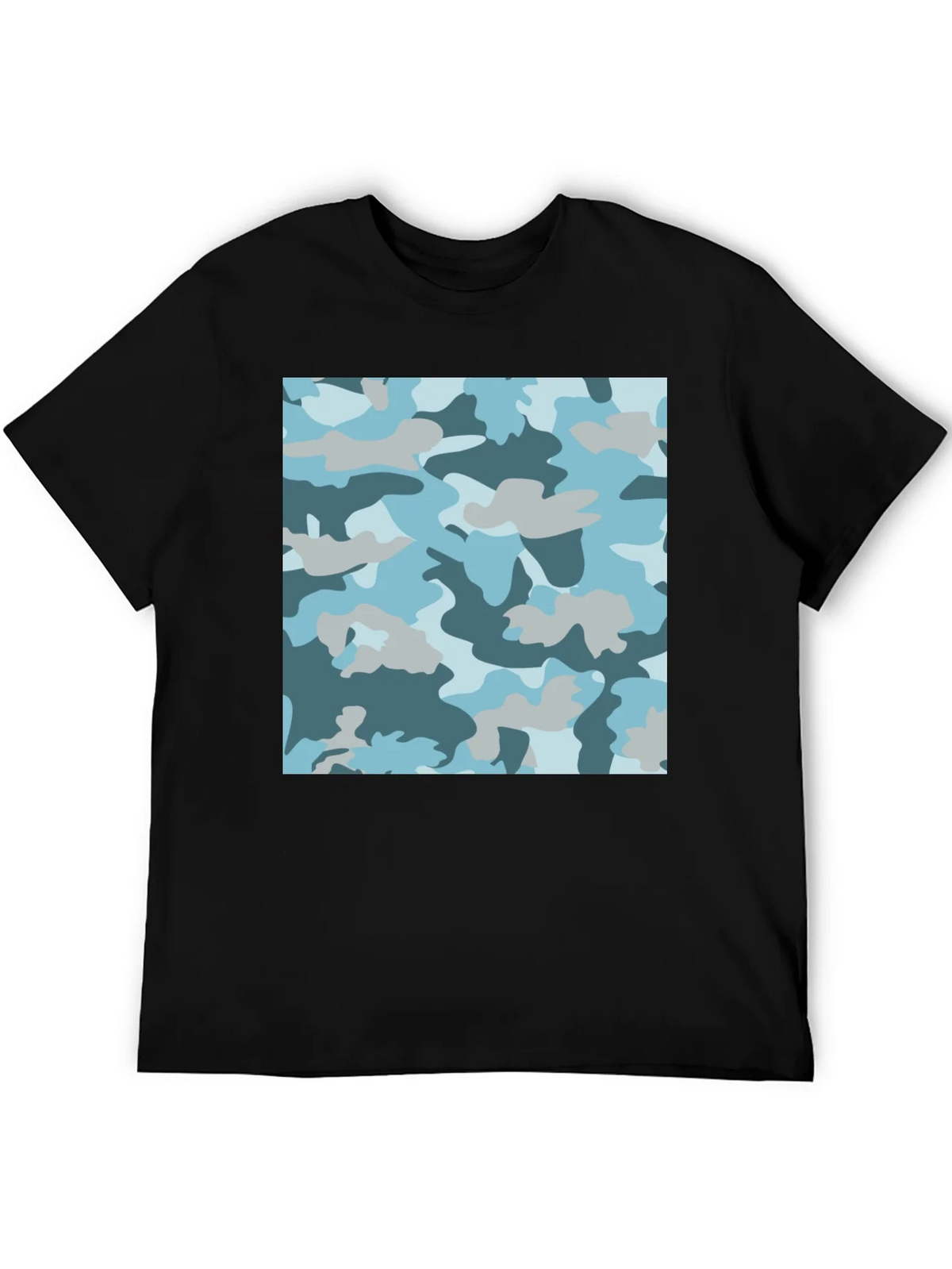 Blue Camo Print Black T-Shirt - Stylish Casual Wear product image 5