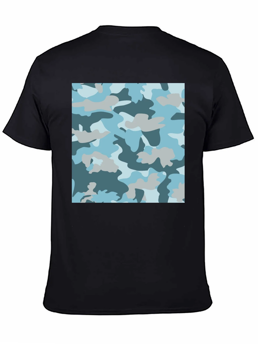 Blue Camo Print Black T-Shirt - Stylish Casual Wear product image 4