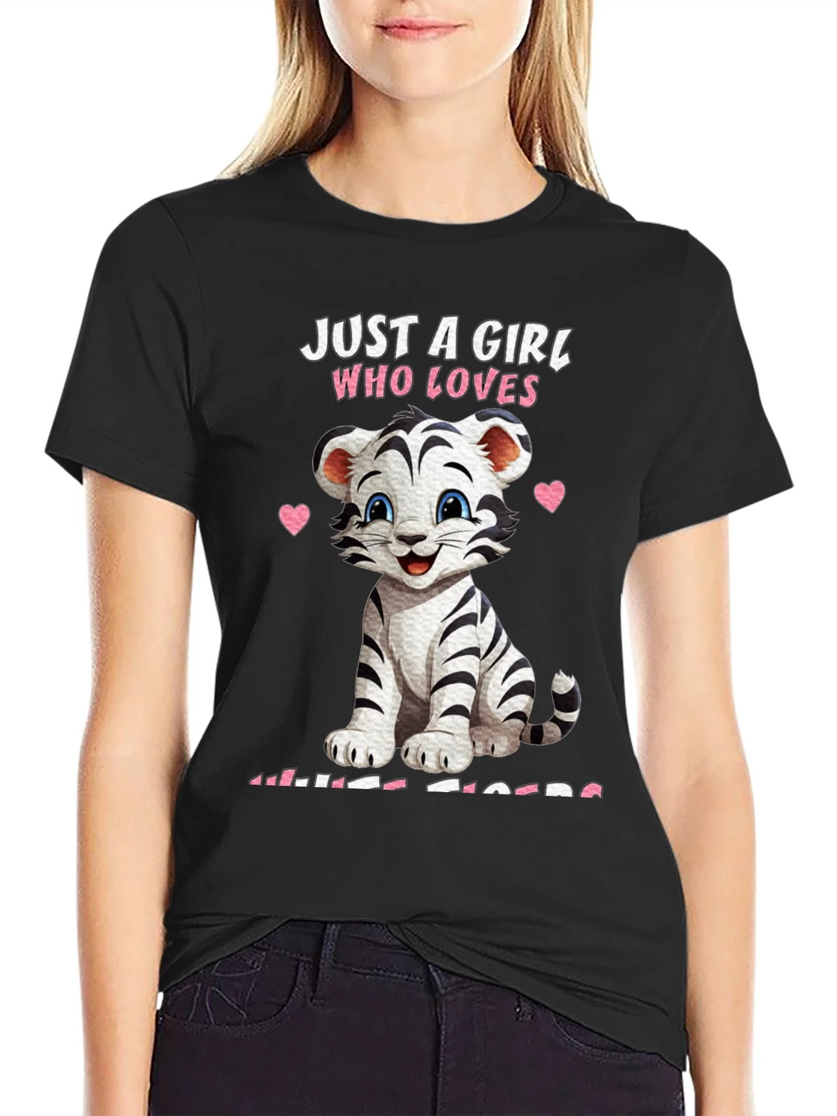 Girl Who Loves White Tigers T-Shirt product image 2